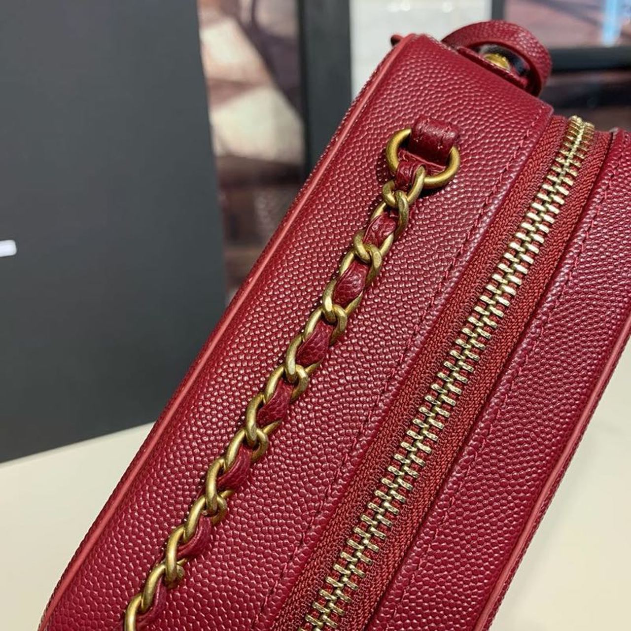 Chanel Filigree Vertical Vanity Case Bag Burgundy For Women, Women’s Handbags, Shoulder And Crossbody Bags 6.7in/17cm