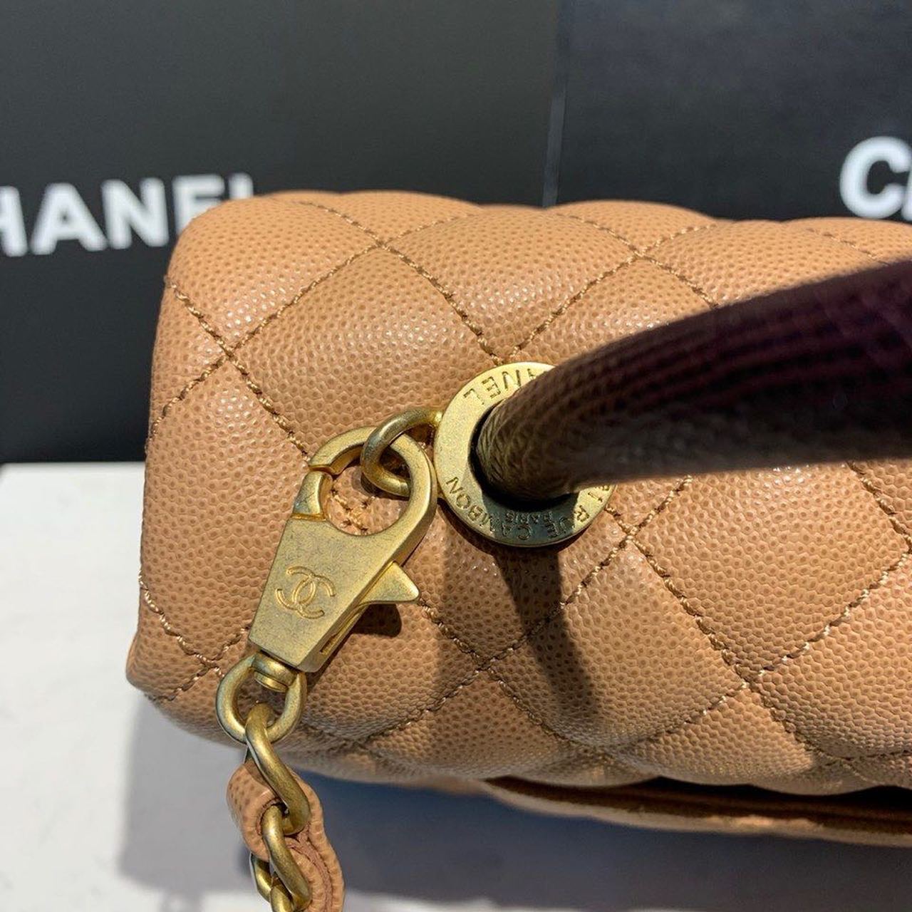 ChanelLarge Flap Bag With Top Handle Light Brown For Women, Women’s Handbags, Shoulder And Crossbody Bags 11in/28cm A92991