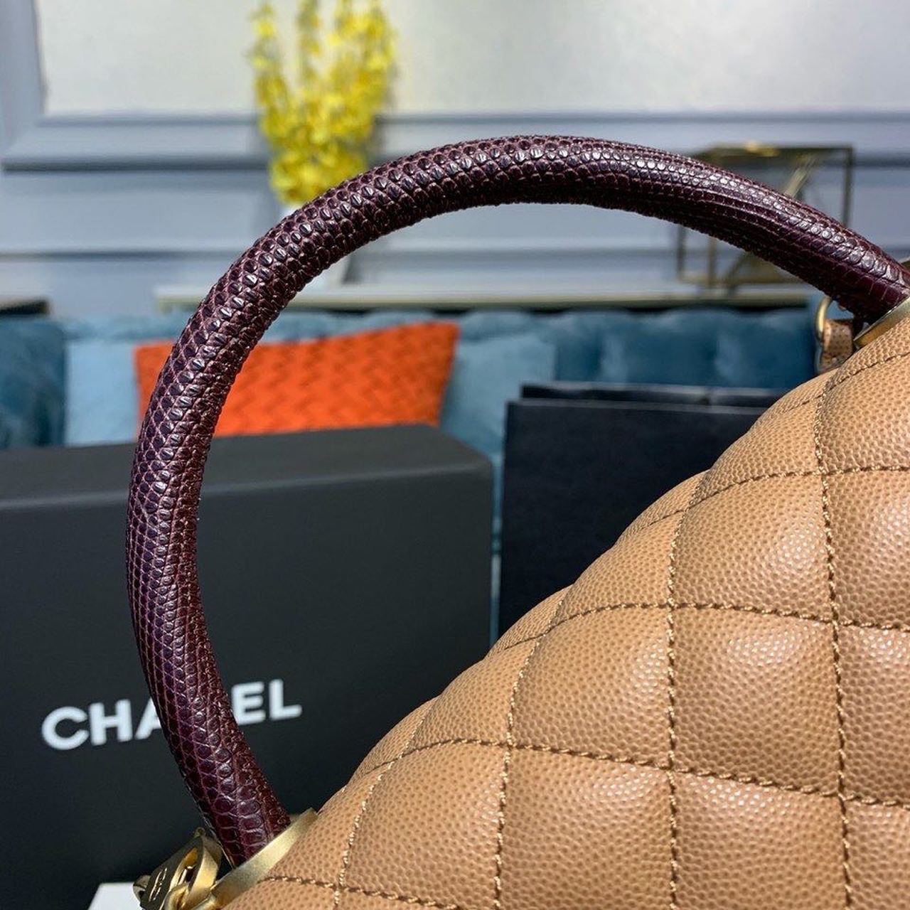 ChanelLarge Flap Bag With Top Handle Light Brown For Women, Women’s Handbags, Shoulder And Crossbody Bags 11in/28cm A92991