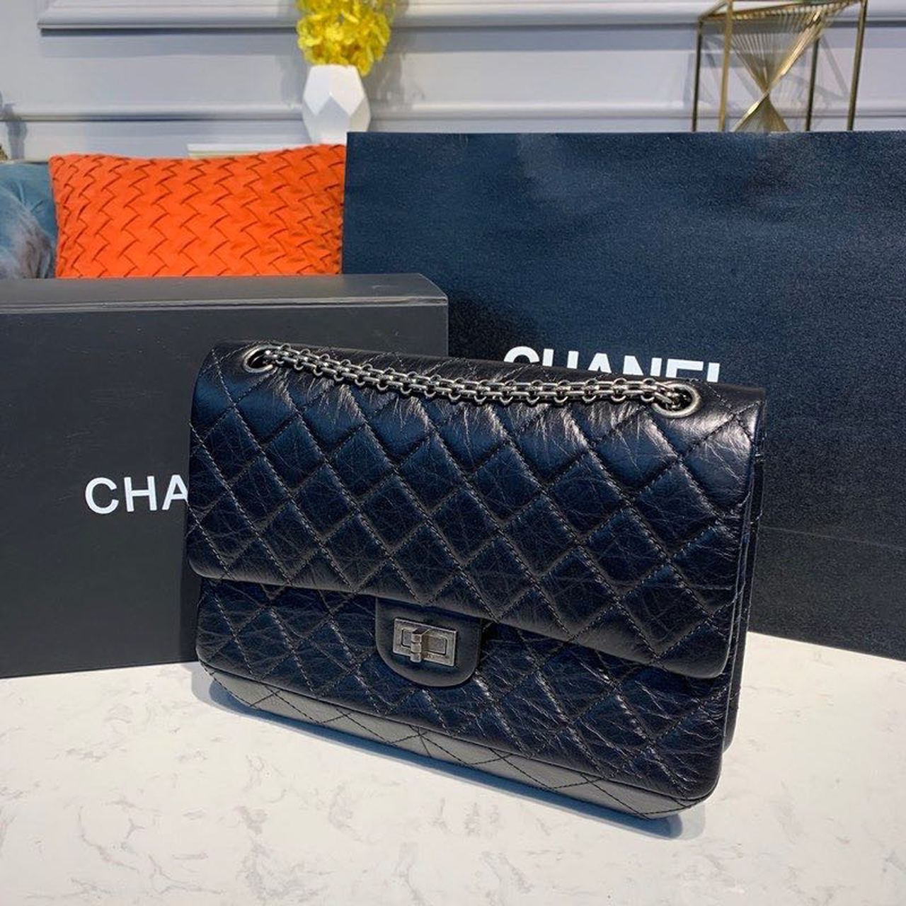 CHL 2.55 Handbag Silver Hardware Black For Women, Women’s Bags, Shoulder And Crossbody 11in/28cm A37586