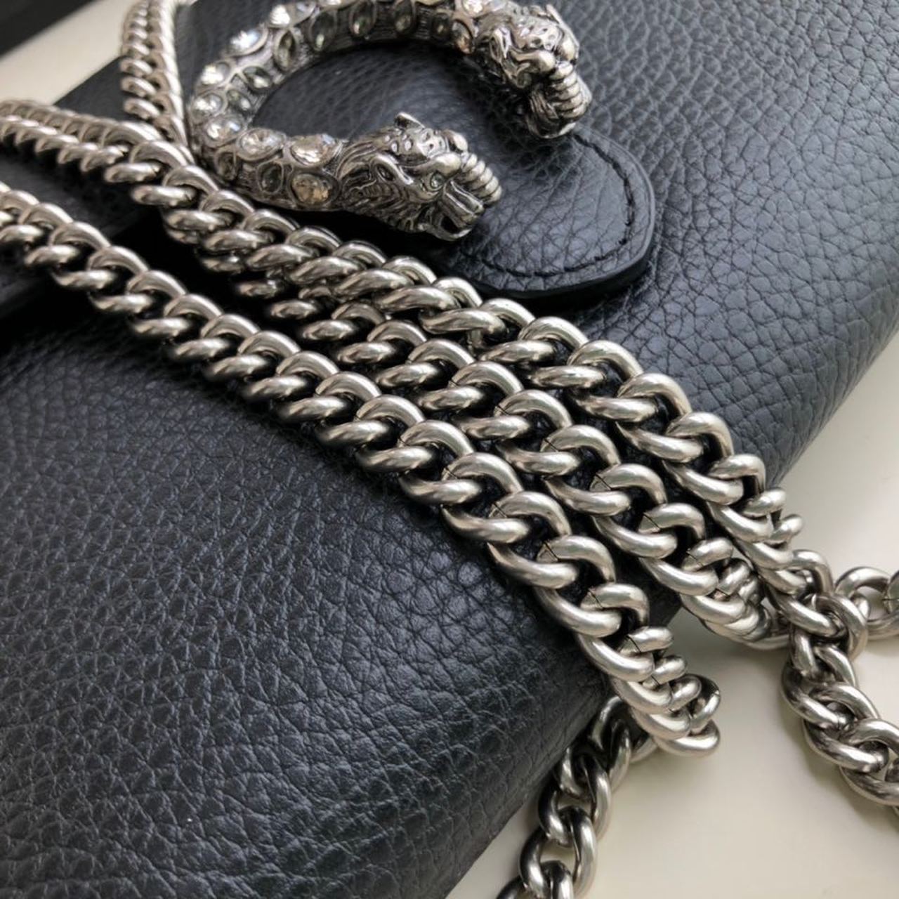 gg Dionysus Mini Chain Bag Black Metal-Free Tanned For Women 8in/20cm gg 401231 CAOGN 8176
