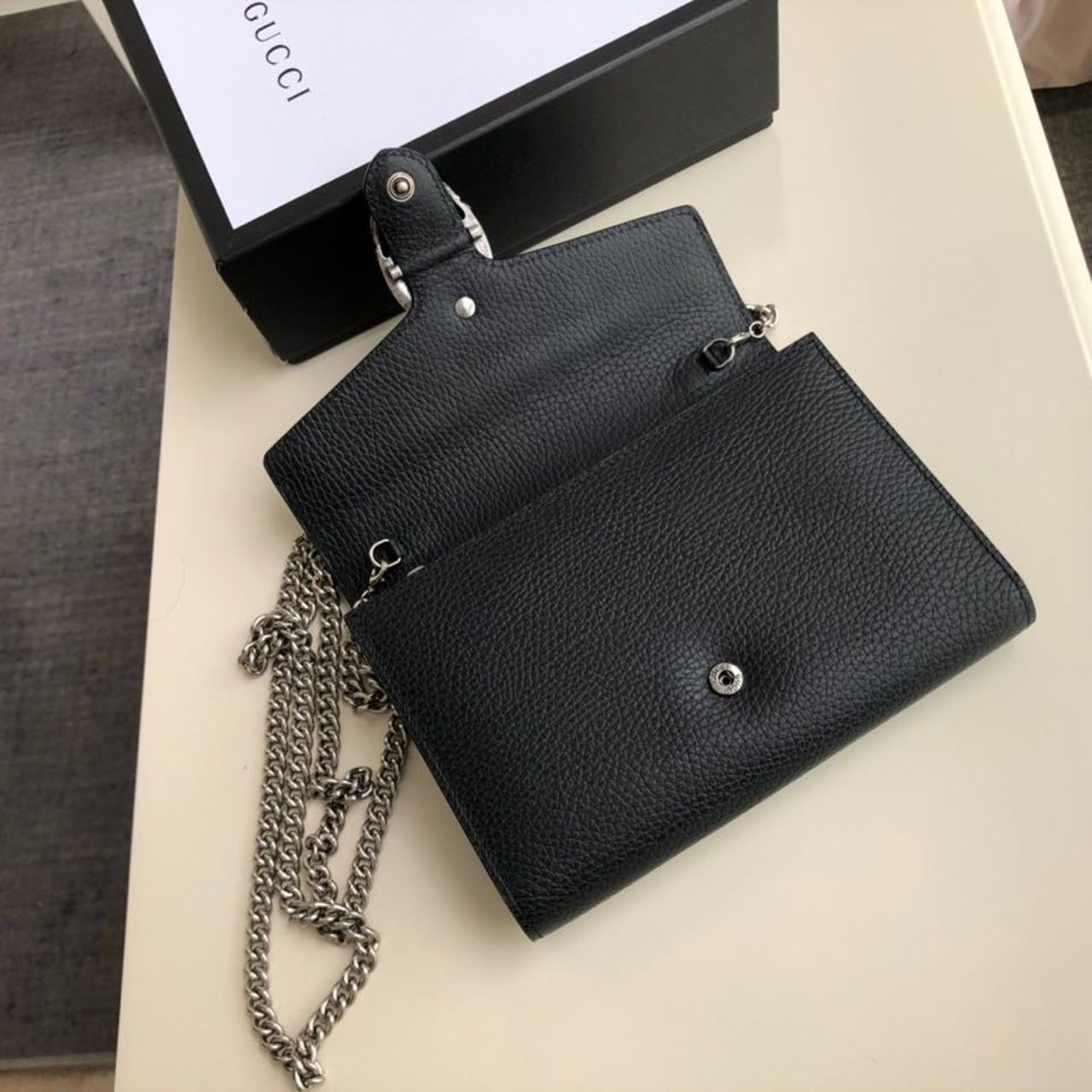gg Dionysus Mini Chain Bag Black Metal-Free Tanned For Women 8in/20cm gg 401231 CAOGN 8176