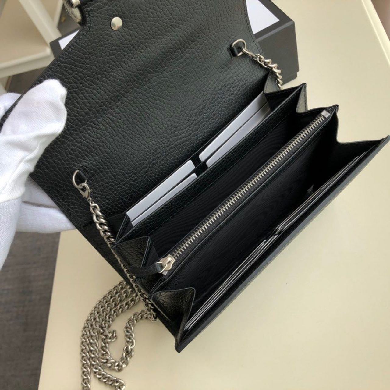 gg Dionysus Mini Chain Bag Black Metal-Free Tanned For Women 8in/20cm gg 401231 CAOGN 8176