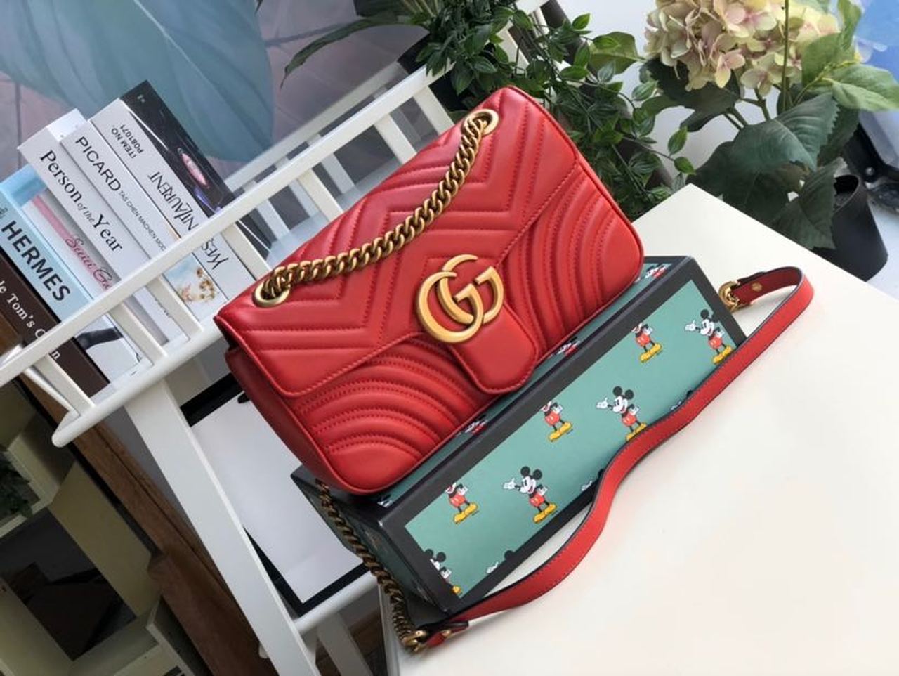 gg Marmont Small Matelassé Shoulder Bag Hibiscus Red Matelassé Chevron For Women 10in/26cm gg 443497 DTDIT 6433