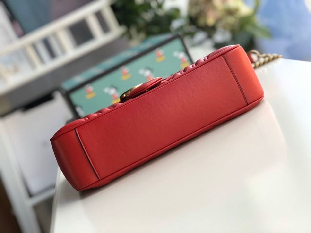 gg Marmont Small Matelassé Shoulder Bag Hibiscus Red Matelassé Chevron For Women 10in/26cm gg 443497 DTDIT 6433