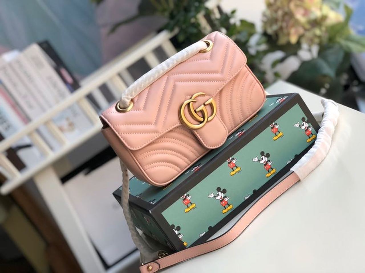 gg Marmont Matelassé Mini Bag Dust Pink Matelassé Chevron For Women 8.5in/22cm gg