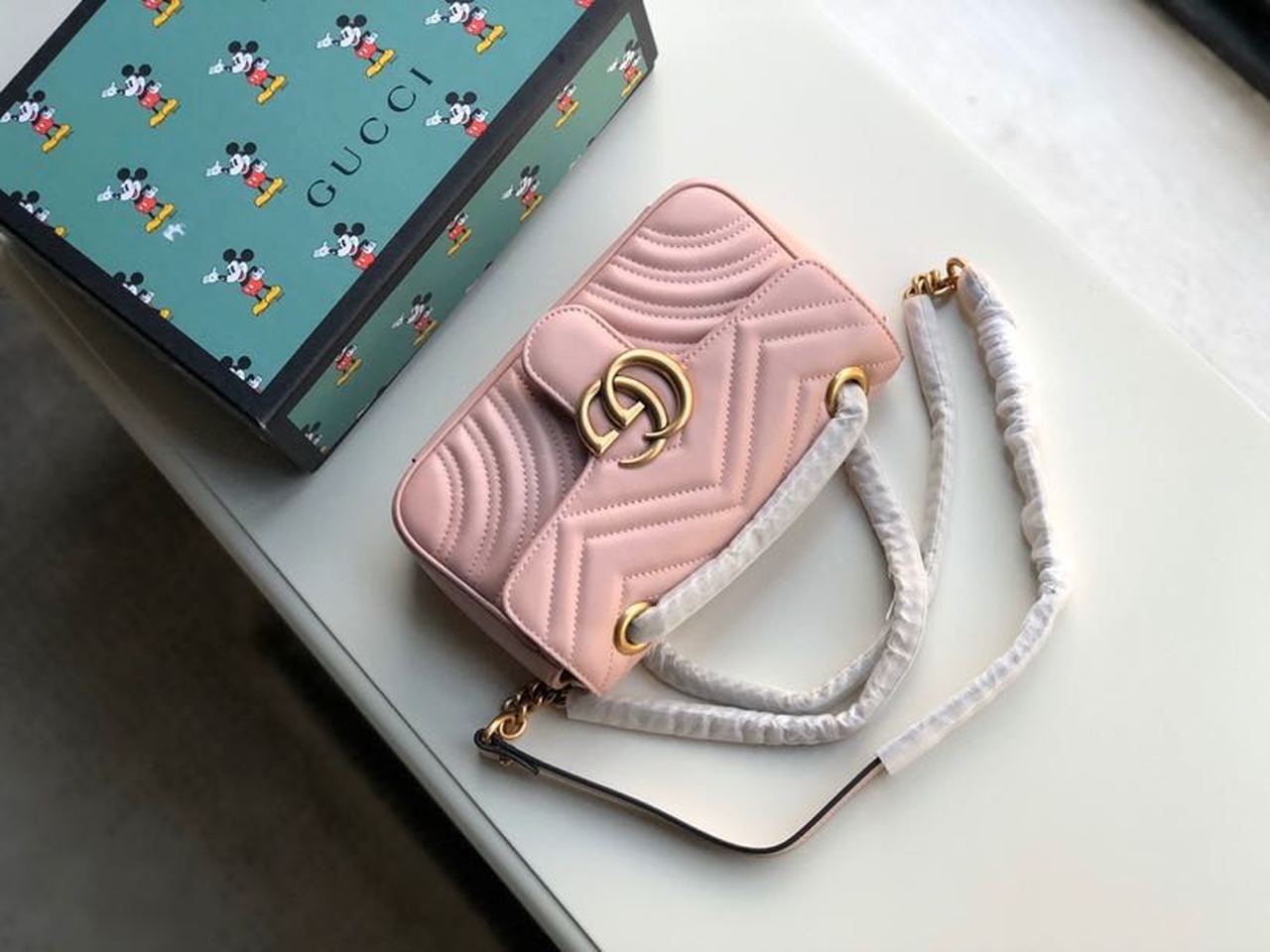 gg Marmont Matelassé Mini Bag Dust Pink Matelassé Chevron For Women 8.5in/22cm gg