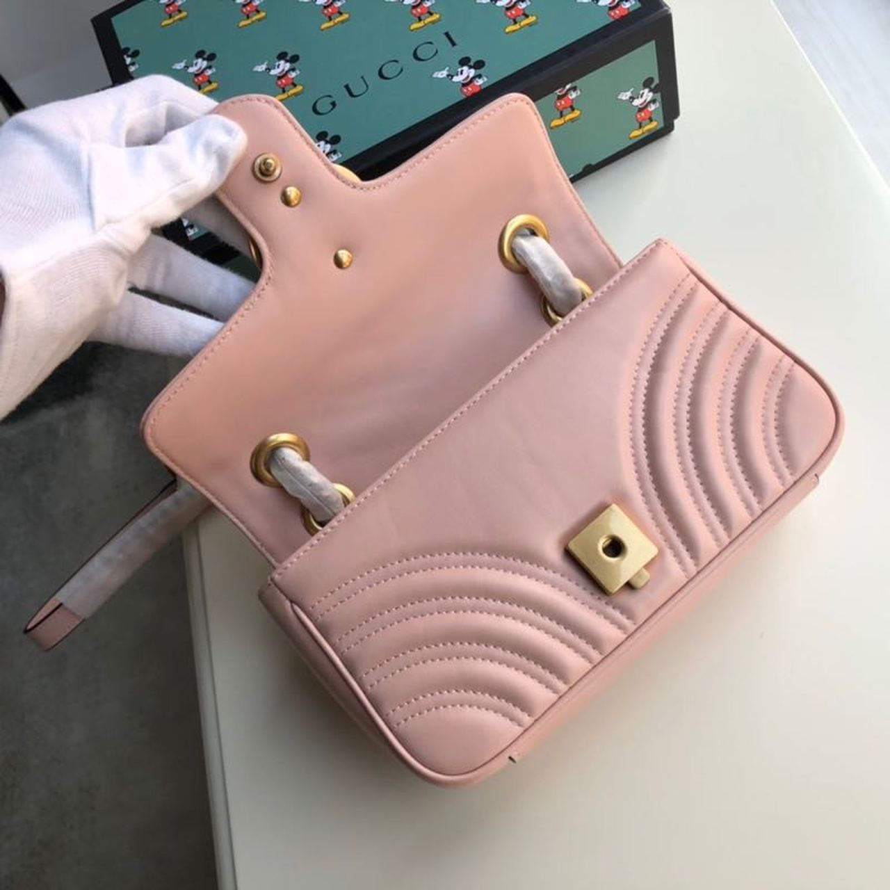 gg Marmont Matelassé Mini Bag Dust Pink Matelassé Chevron For Women 8.5in/22cm gg