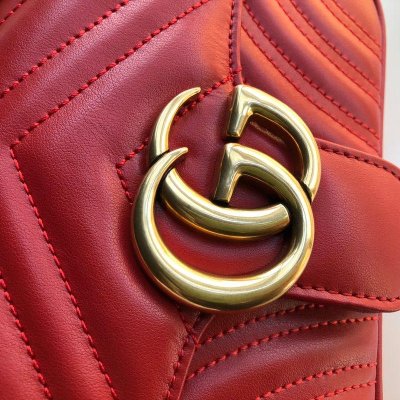 gg Marmont Matelassé Mini Bag Red Matelassé Chevron For Women 8.5in/22cm gg 446744