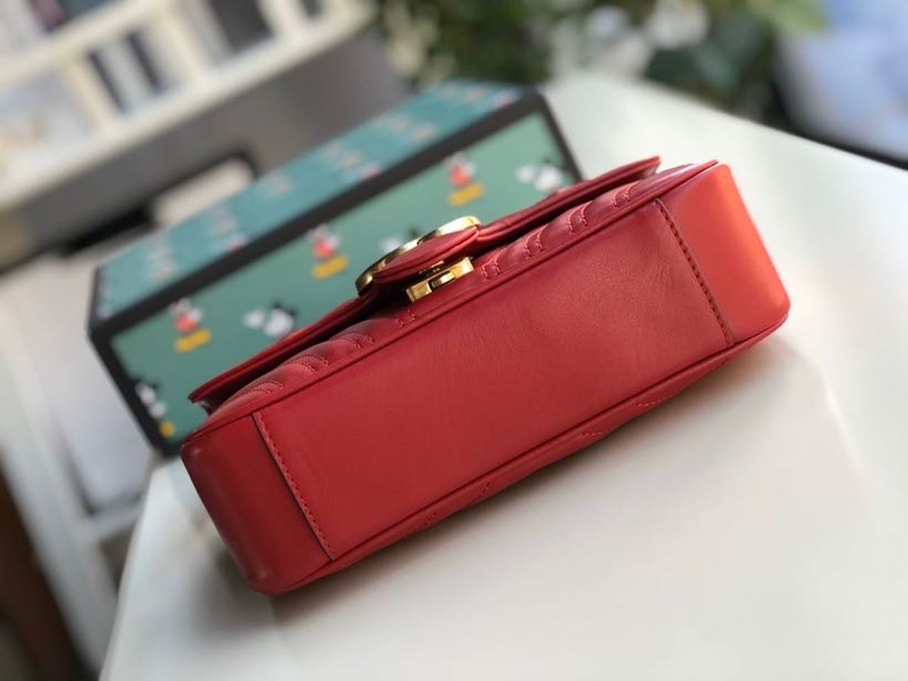 gg Marmont Matelassé Mini Bag Red Matelassé Chevron For Women 8.5in/22cm gg 446744