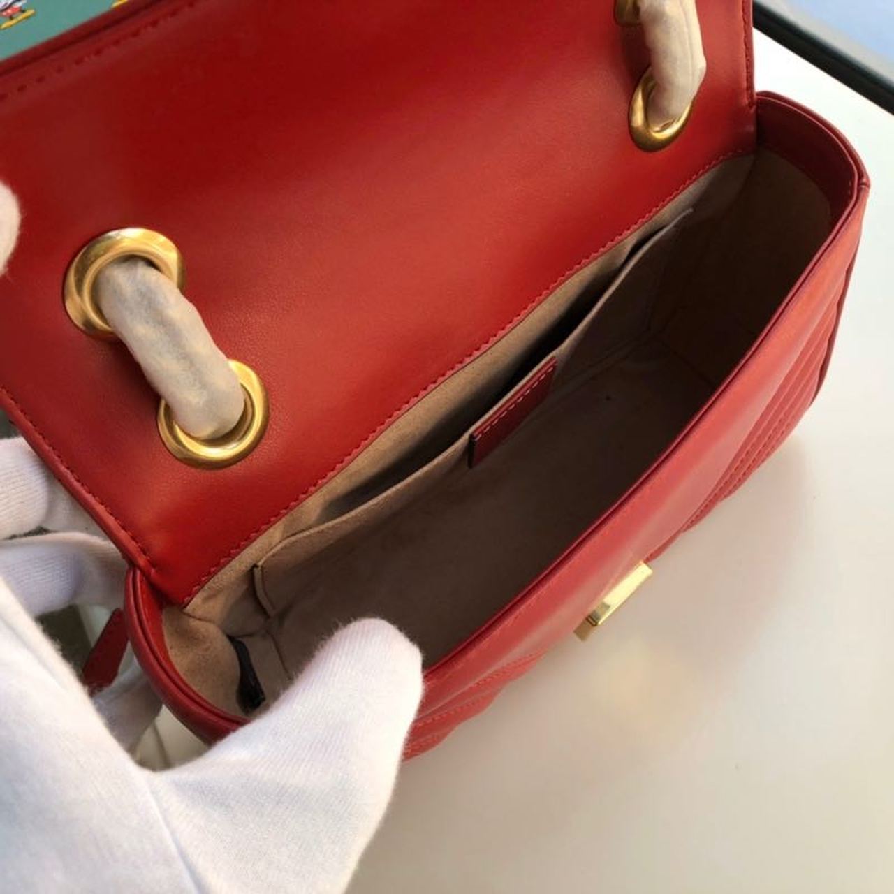 gg Marmont Matelassé Mini Bag Red Matelassé Chevron For Women 8.5in/22cm gg 446744