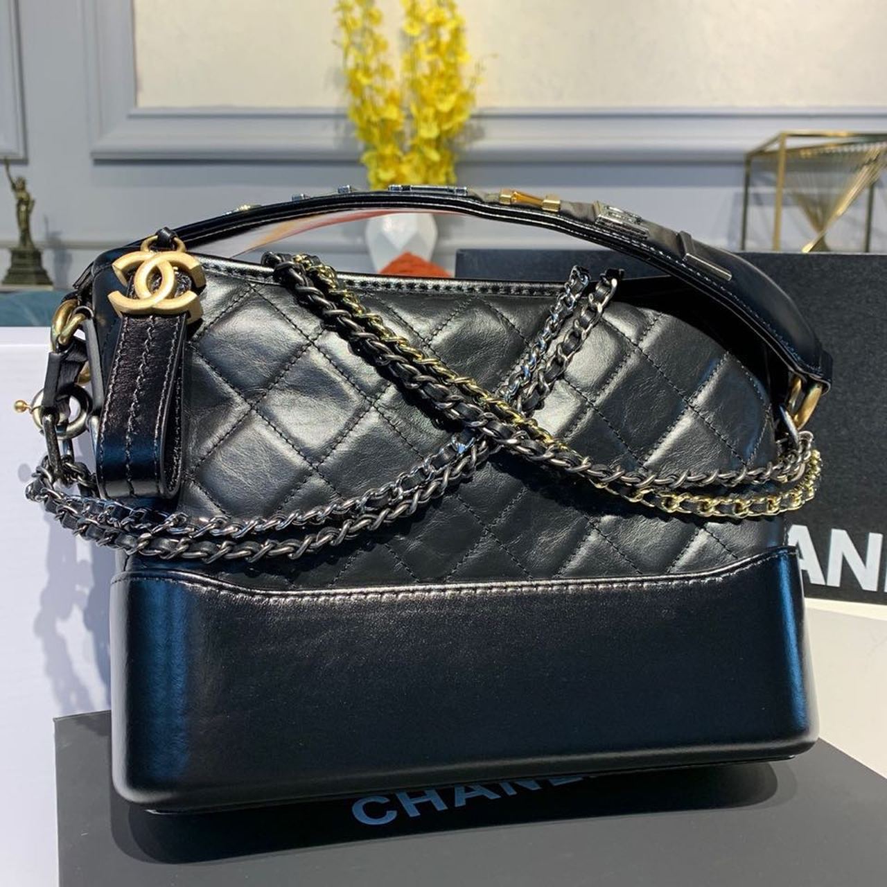 ChanelGabrielle Small Hobo Bag Black For Women 7.8 in / 20cm
