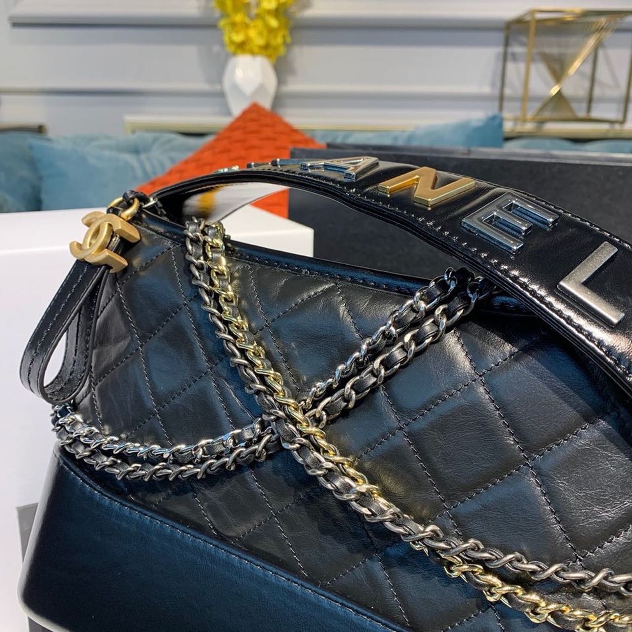 ChanelGabrielle Small Hobo Bag Black For Women 7.8 in / 20cm