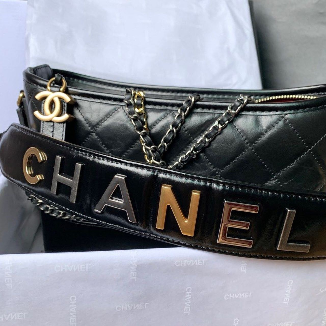 ChanelGabrielle Small Hobo Bag Black For Women 7.8 in / 20cm