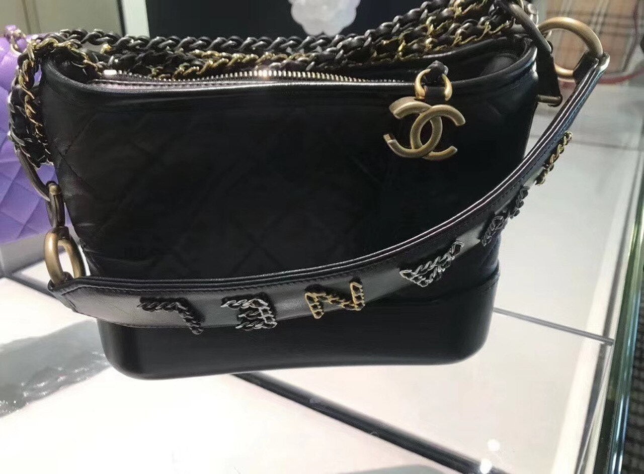 Chanel Gabrielle Hobo Bag 20cm Aged Calfskin Leather Spring/Summer Act 2 Collection, Black