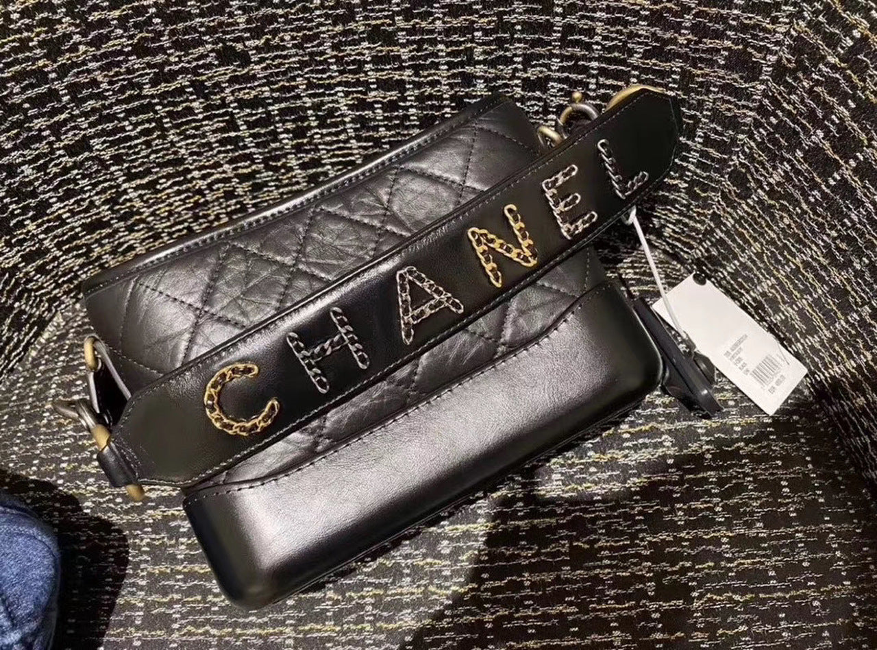 Chanel Gabrielle Hobo Bag 20cm Aged Calfskin Leather Spring/Summer Act 2 Collection, Black
