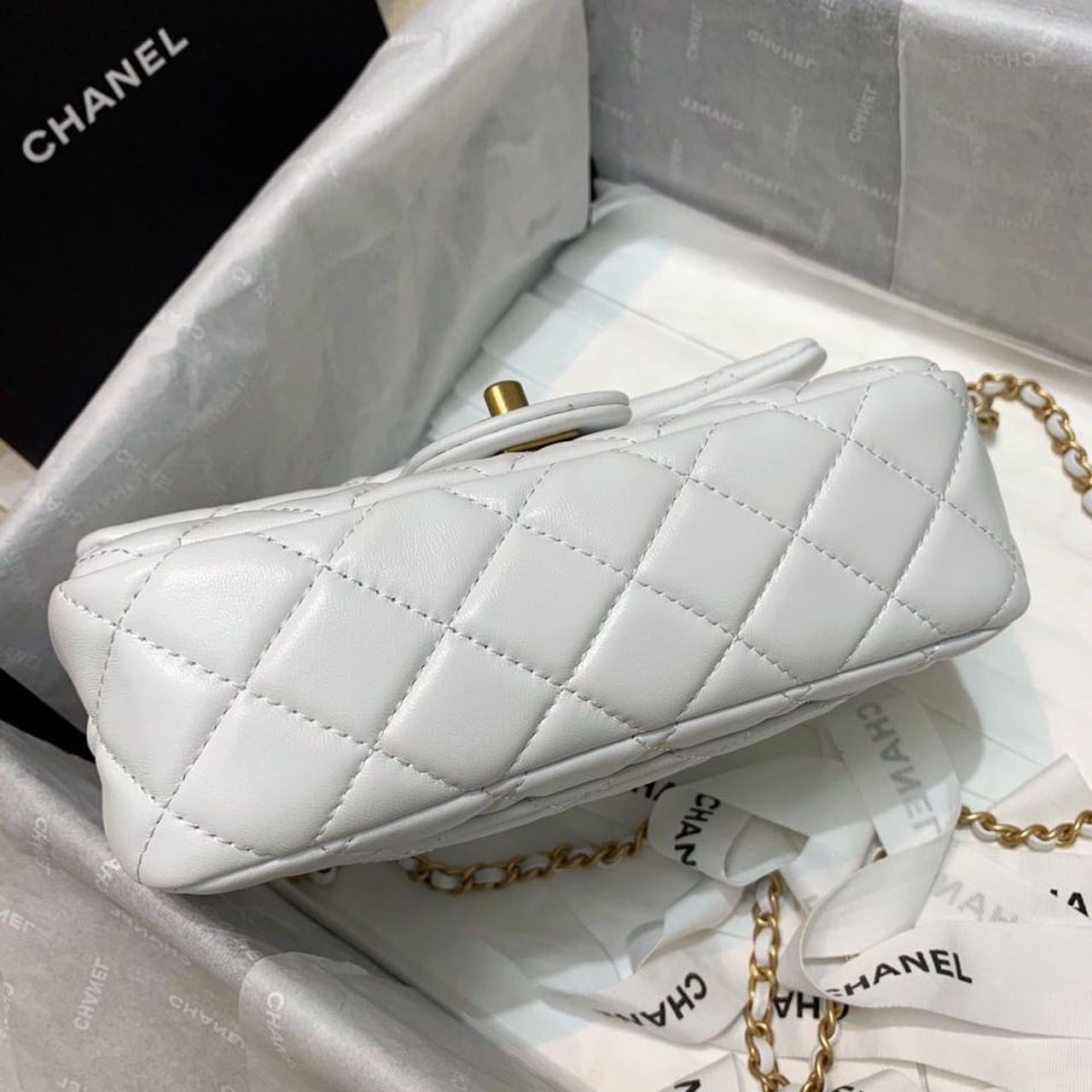 ChanelFlap Bag With ChanelBall On Strap White For Women, Women’s Handbags, Shoulder And Crossbody Bags 7.8in/20cm AS1787