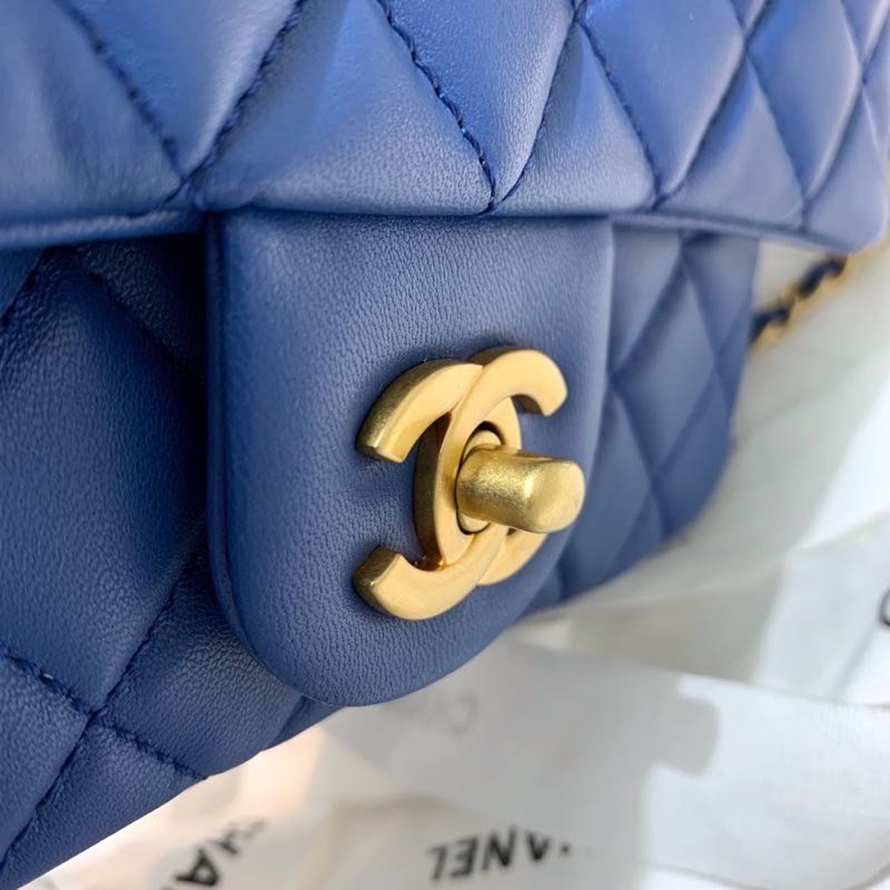 ChanelFlap Bag With ChanelBall On Strap Blue For Women, Women’s Handbags, Shoulder And Crossbody Bags 7.8in/20cm AS1787