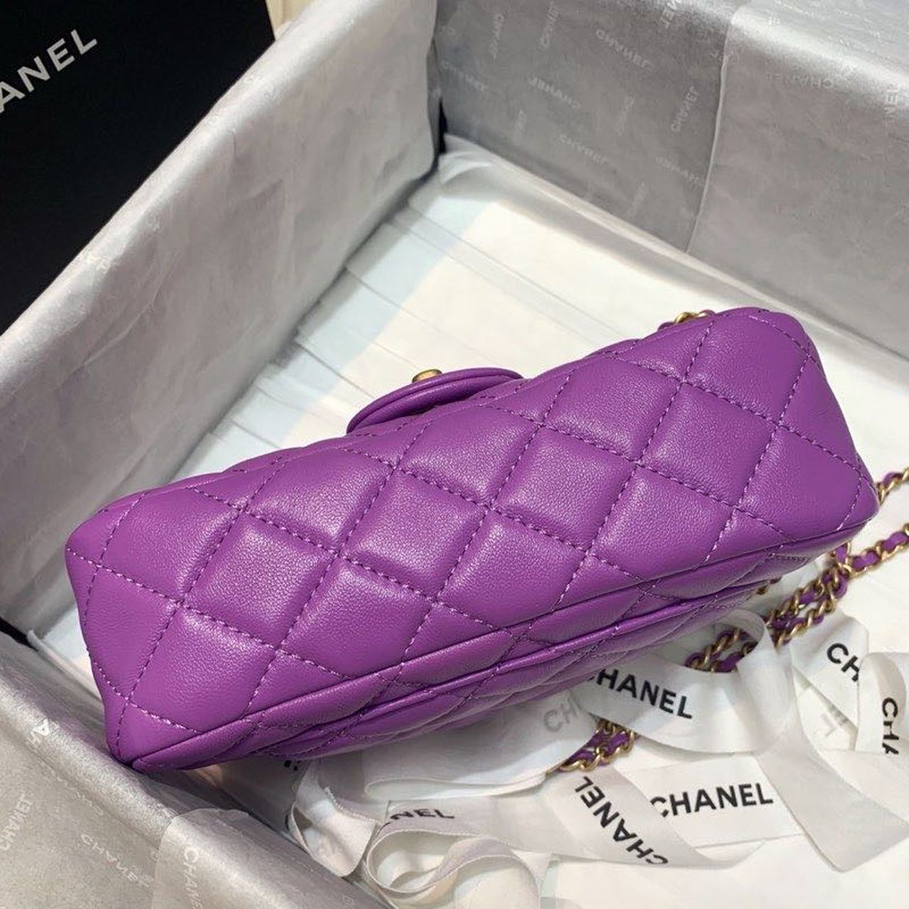 ChanelFlap Bag With ChanelBall On Strap Purple For Women, Women’s Handbags, Shoulder And Crossbody Bags 7.8in/20cm AS1787