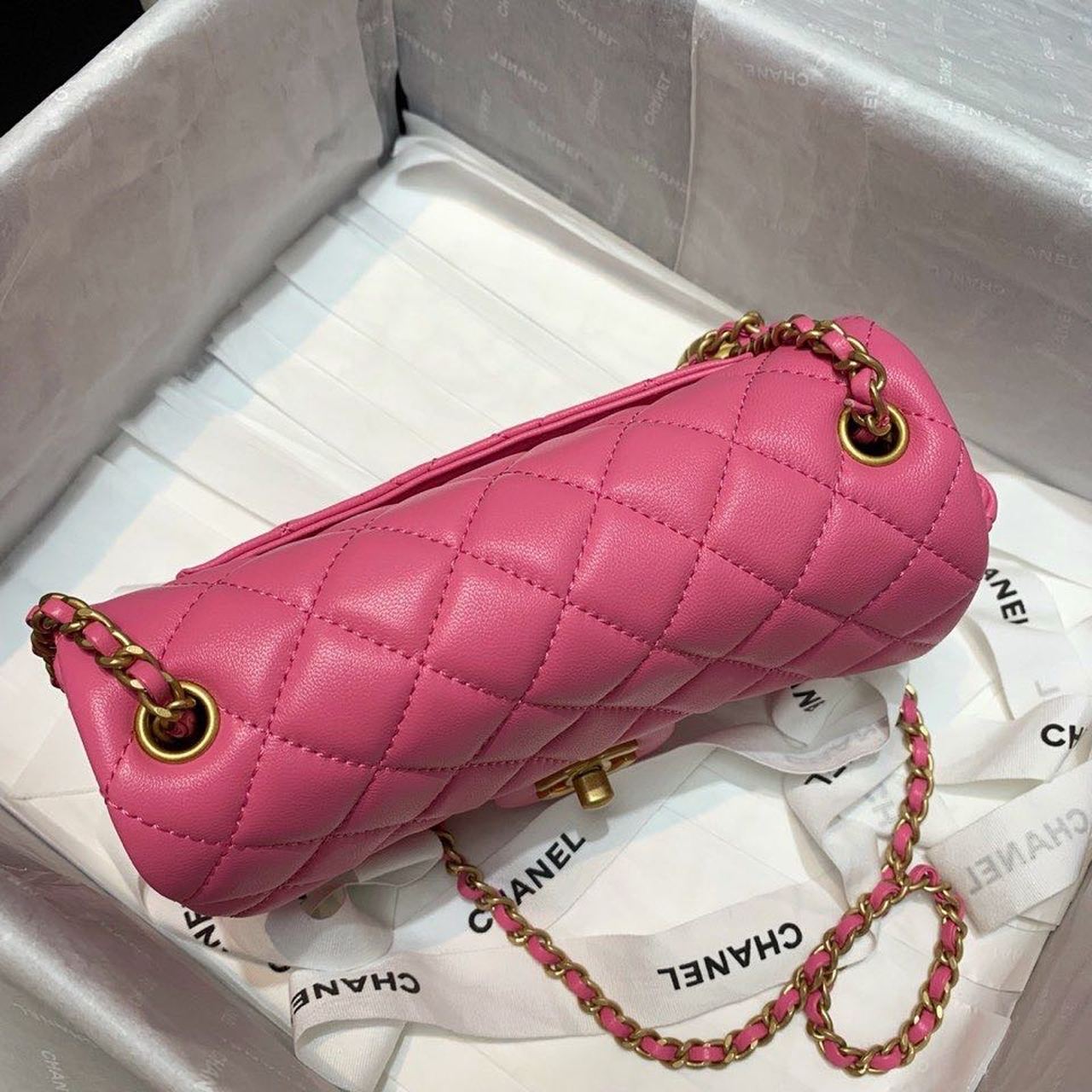 ChanelFlap Bag With ChanelBall On Strap PiNike For Women, Women’s Handbags, Shoulder And Crossbody Bags 7.8in/20cm AS1787