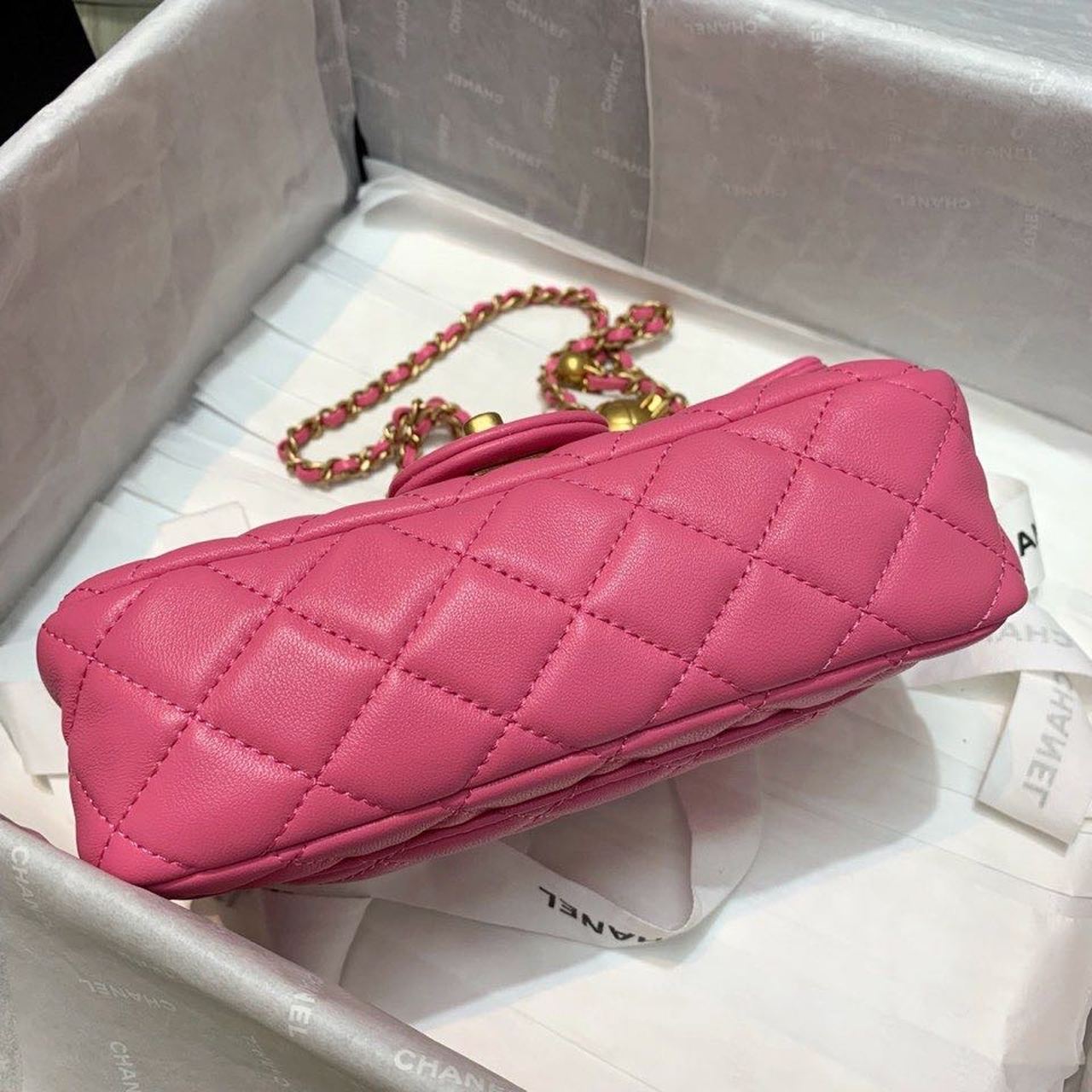 ChanelFlap Bag With ChanelBall On Strap PiNike For Women, Women’s Handbags, Shoulder And Crossbody Bags 7.8in/20cm AS1787