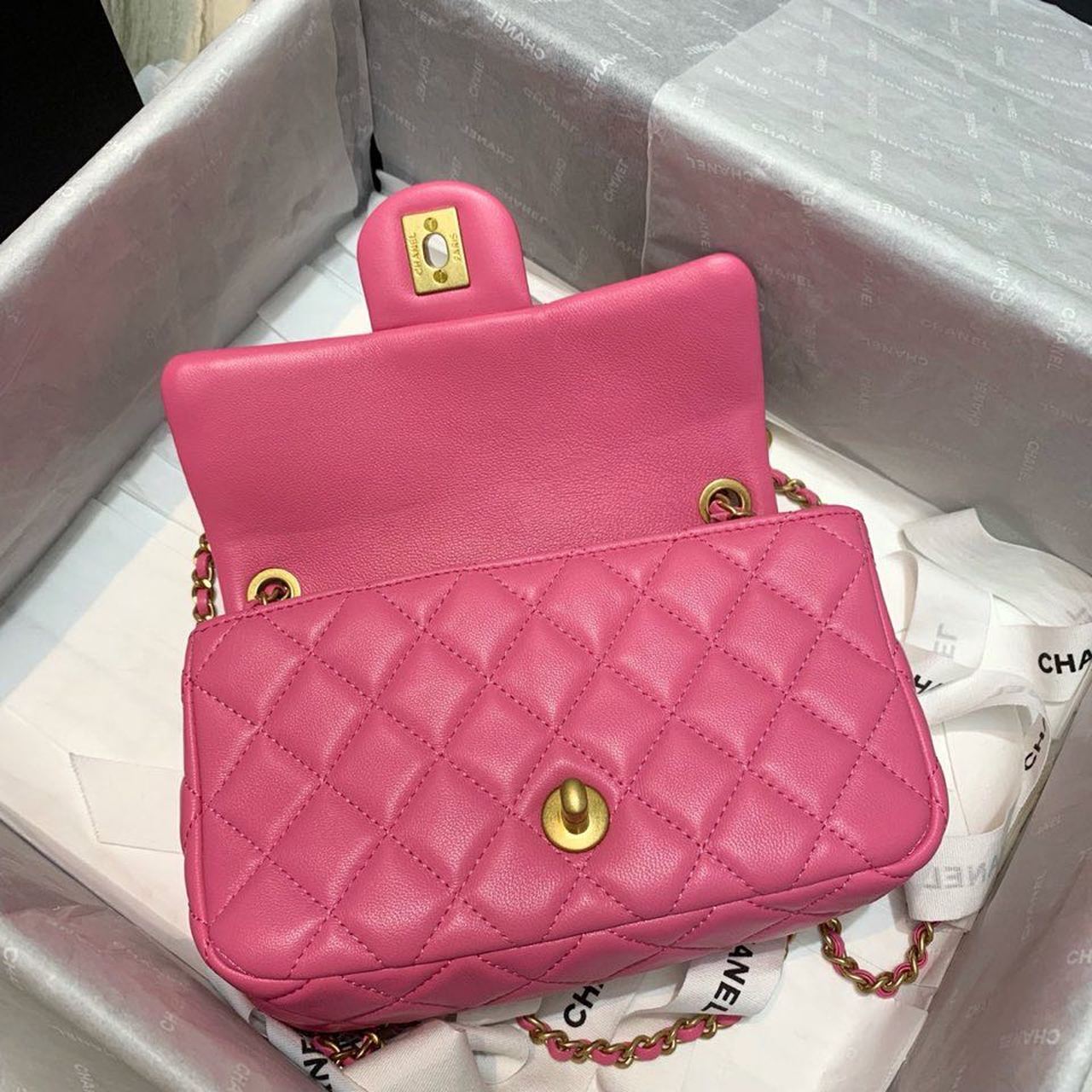 ChanelFlap Bag With ChanelBall On Strap PiNike For Women, Women’s Handbags, Shoulder And Crossbody Bags 7.8in/20cm AS1787