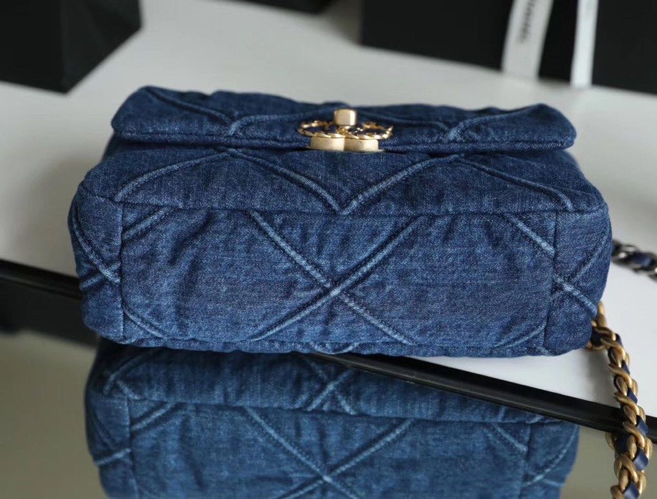 CHL 19 Handbag Denim Blue For Women, Women’s Flap Bag, Shoulder And Crossbody Bags 10.1in/26cm AS1160 B02876 N6832