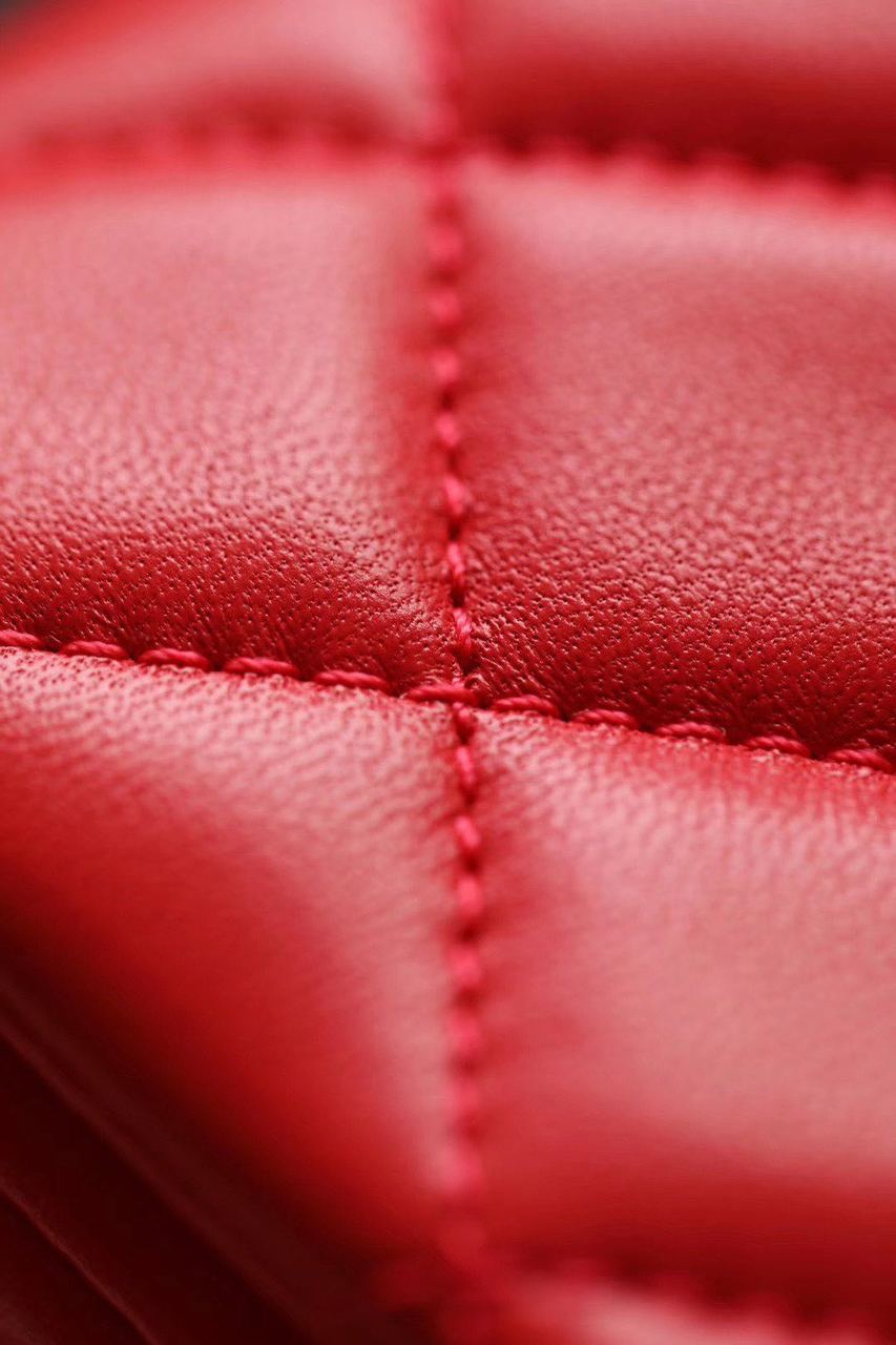 ChanelMini Flap Bag With ChanelBall On Strap Red For Women, Women’s Handbags, Shoulder And Crossbody Bags 6.7in/17cm AS1786