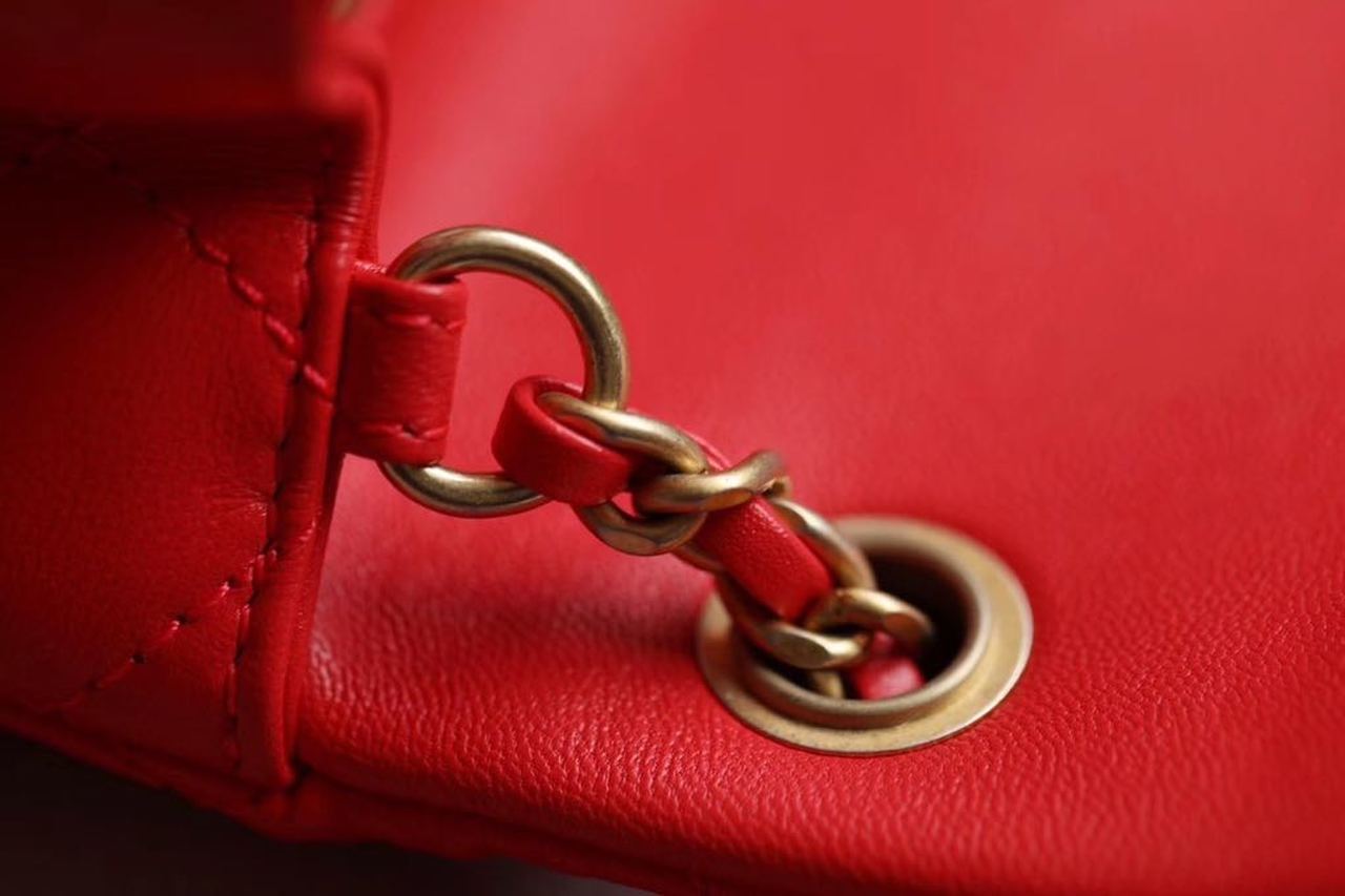 ChanelMini Flap Bag With ChanelBall On Strap Red For Women, Women’s Handbags, Shoulder And Crossbody Bags 6.7in/17cm AS1786