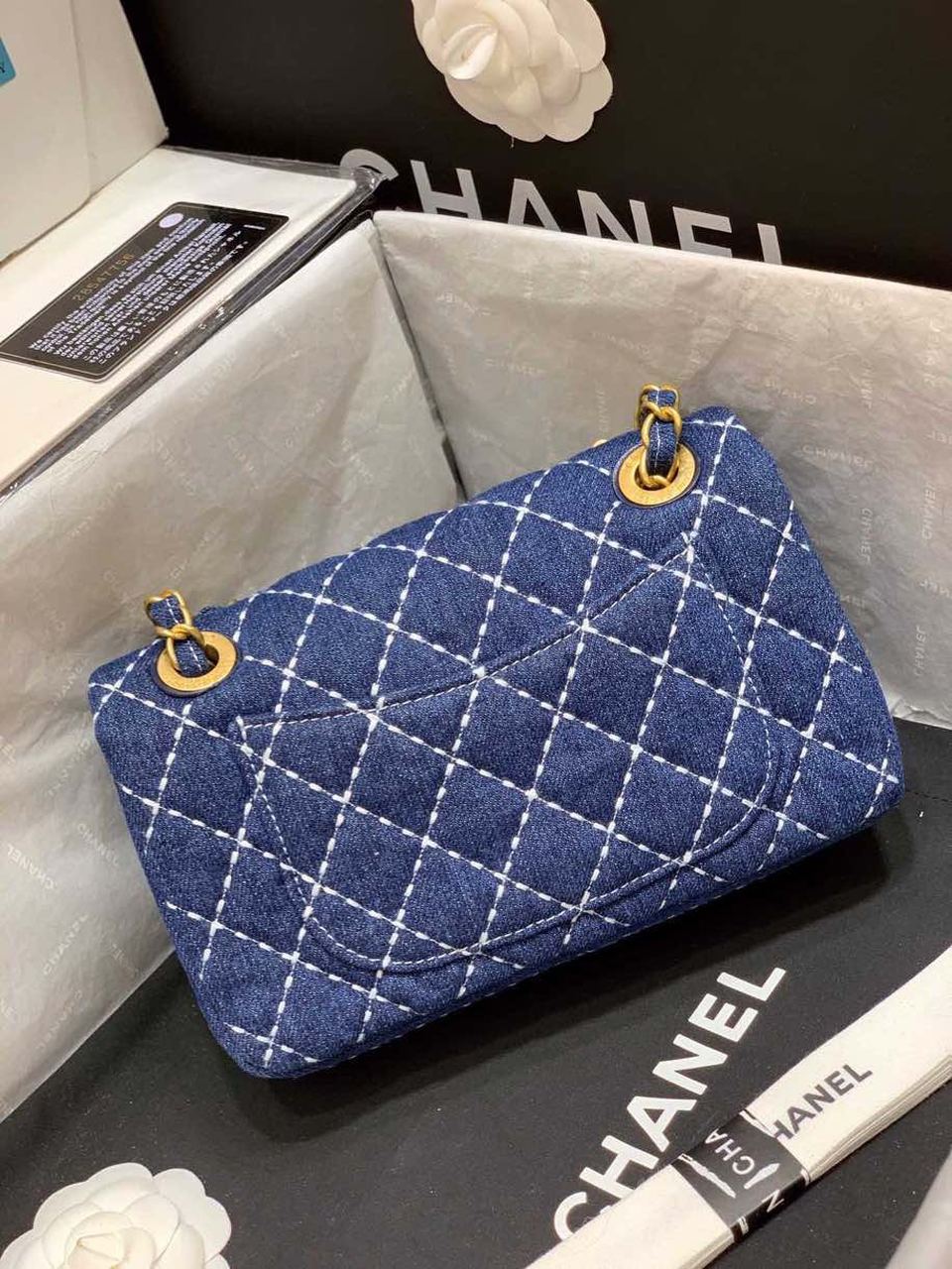 Chanel Flap Bag Denim Blue For Women, Women’s Handbags, Shoulder And Crossbody Bags 10.2in/26cm AS1328 B01897 N5398