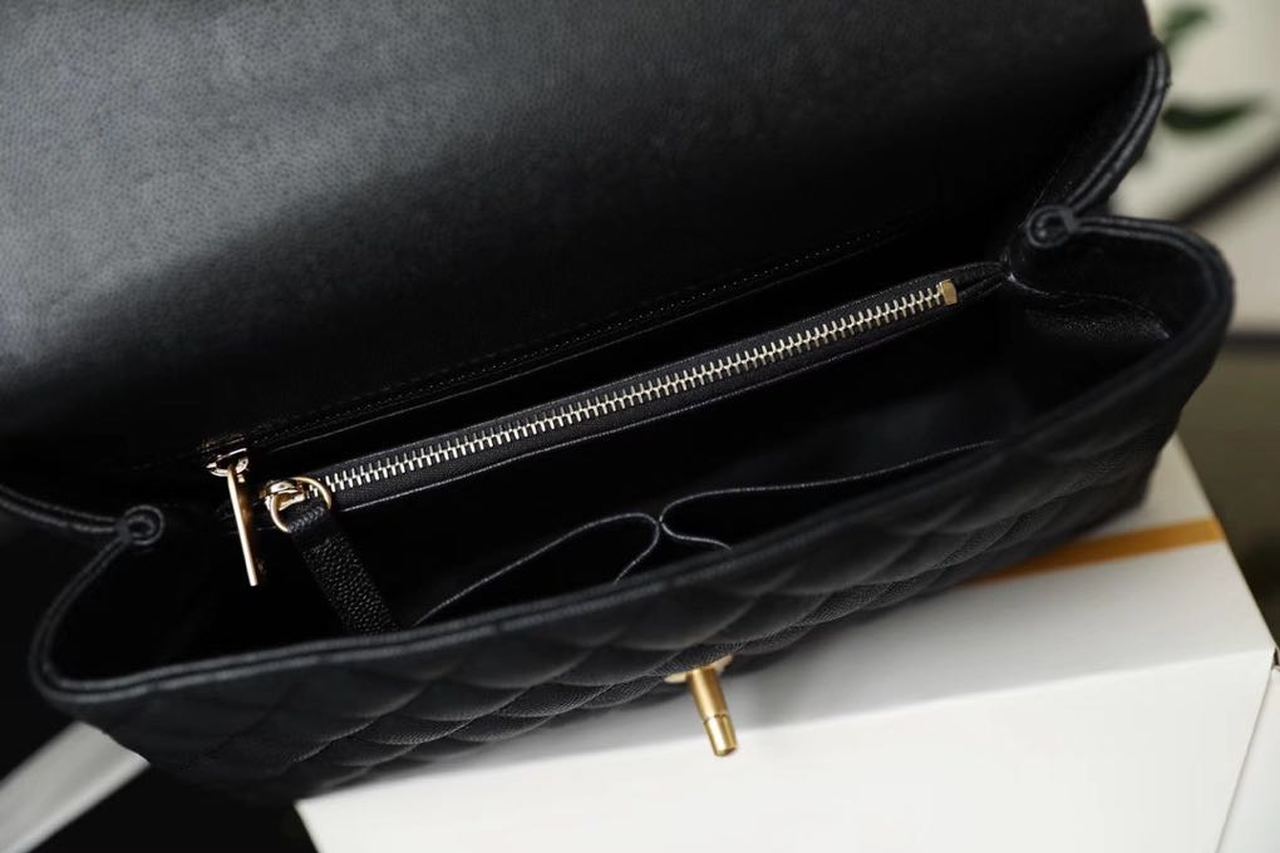 ChanelHandbag With Top Handle Black For Women 11in/28cm