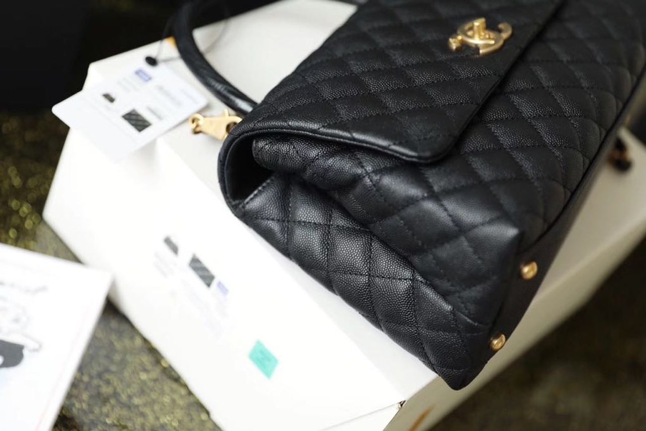 ChanelHandbag With Top Handle Black For Women 11in/28cm