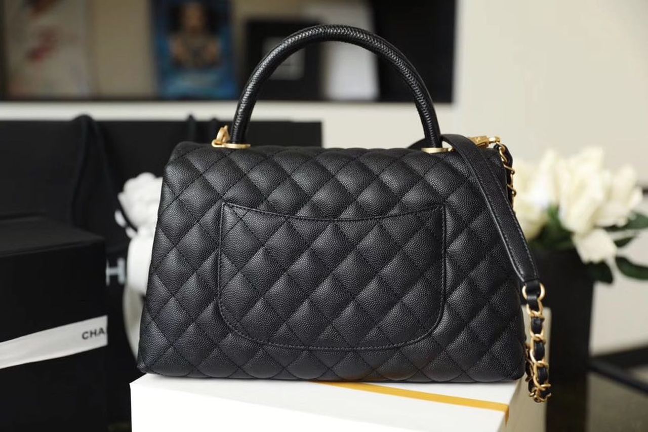 ChanelHandbag With Top Handle Black For Women 11in/28cm