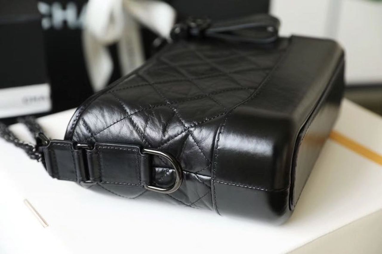 Chanel Gabrielle Hobo Bag 20cm Aged Calfskin Leather Spring/Summer Act 1 Collection, So Black