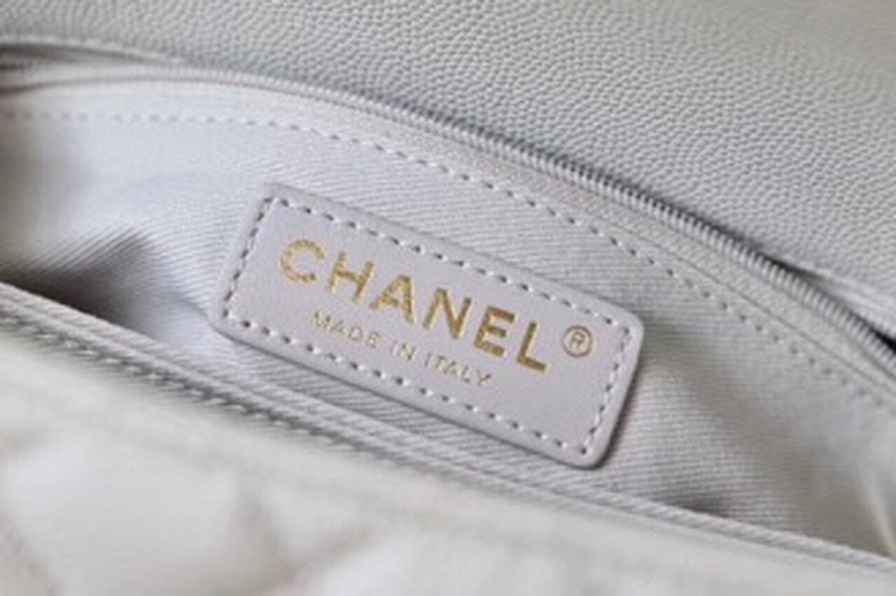 Chanel Coco With Top Handle Bag Gold Toned Hardware White For Women 9.4in/24cm
