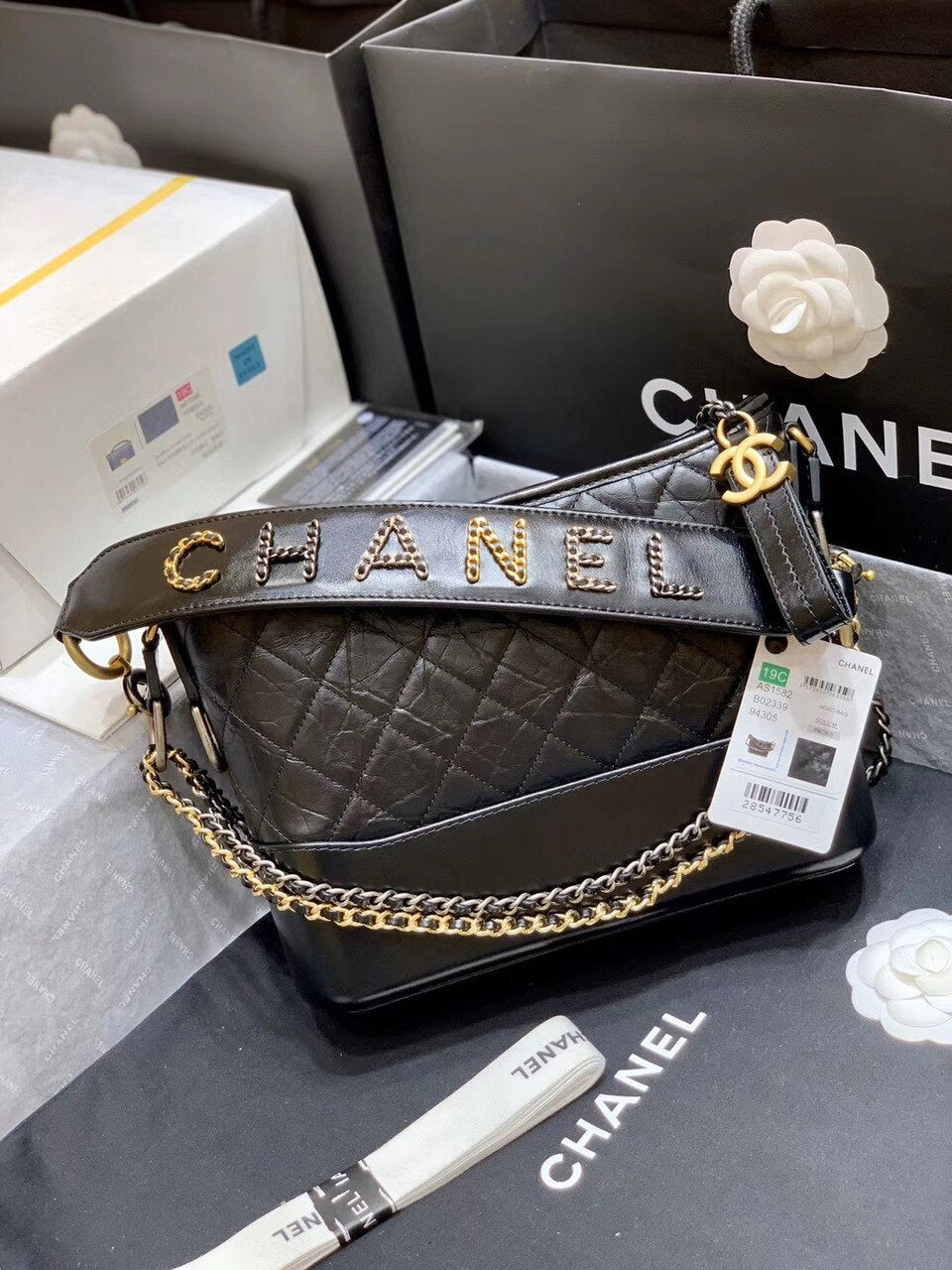 ChanelGabrielle Hobo Bag Black For Women 9.8in/25cm AS1582