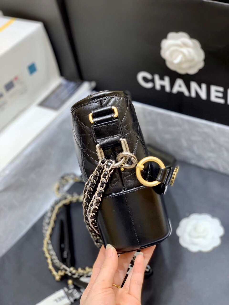 ChanelGabrielle Hobo Bag Black For Women 9.8in/25cm AS1582
