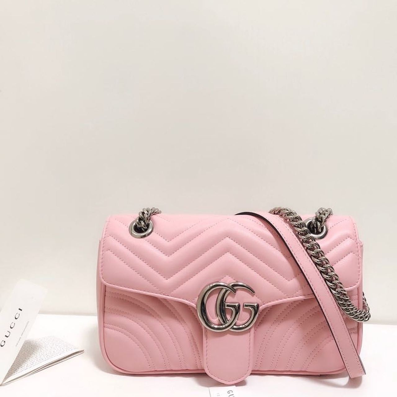 gg Marmont Small Matelassé Shoulder Bag Dusty Pink Matelassé Chevron For Women 10in/26cm gg 443497 DTDIT 5729