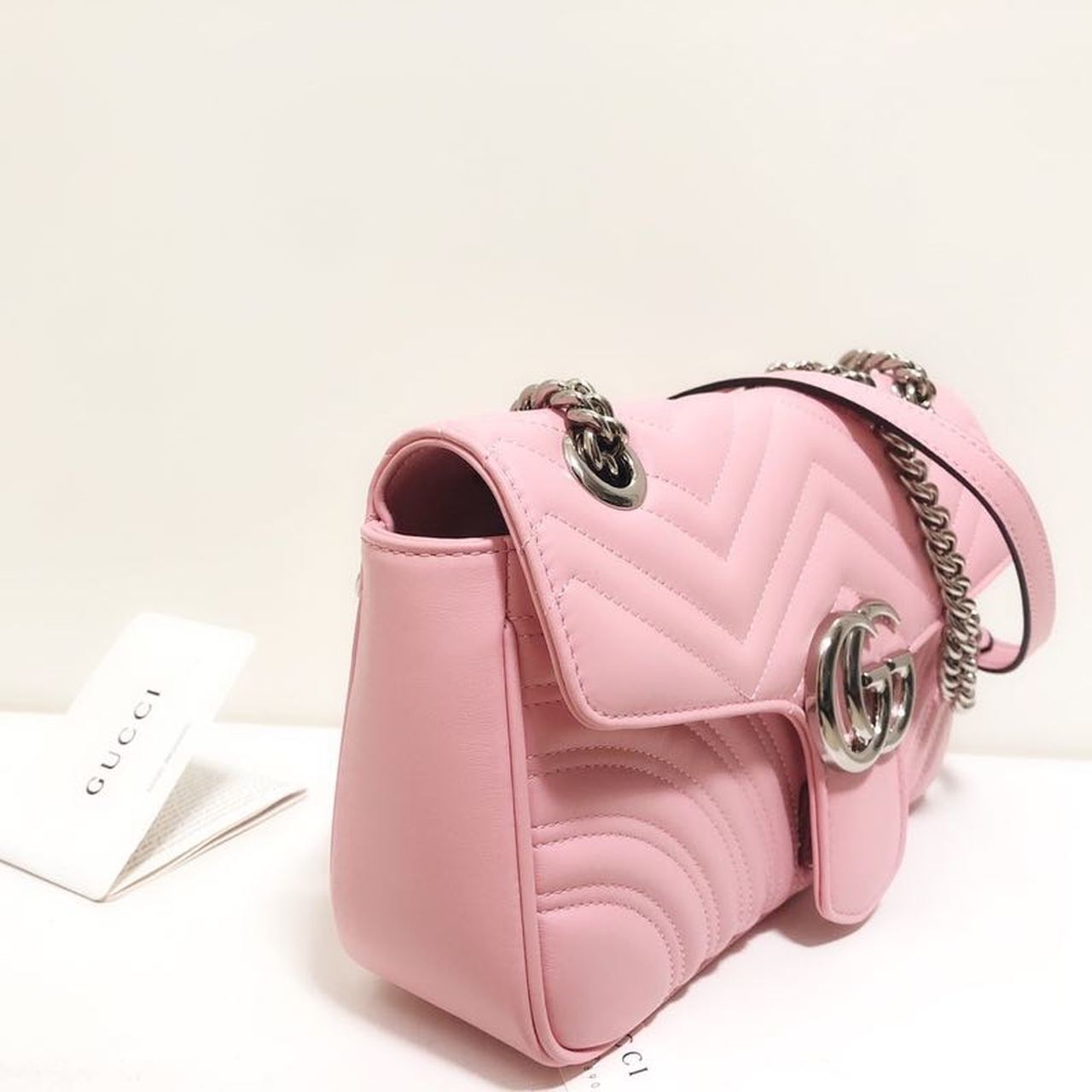 gg Marmont Small Matelassé Shoulder Bag Dusty Pink Matelassé Chevron For Women 10in/26cm gg 443497 DTDIT 5729