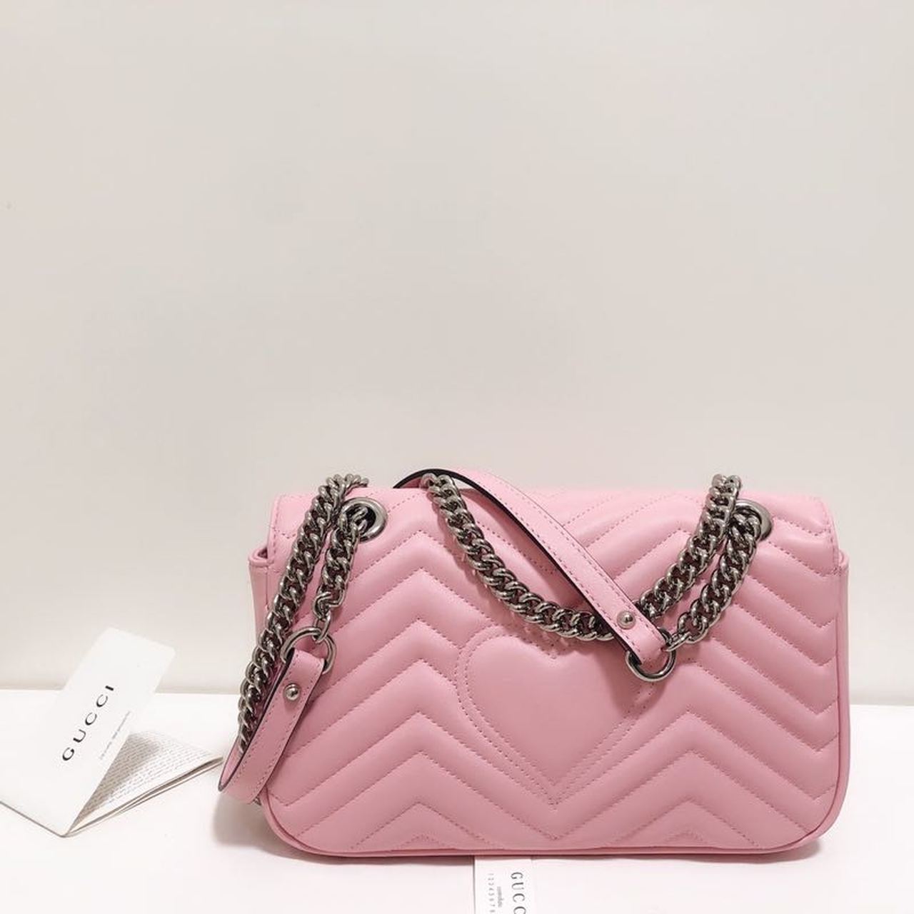 gg Marmont Small Matelassé Shoulder Bag Dusty Pink Matelassé Chevron For Women 10in/26cm gg 443497 DTDIT 5729