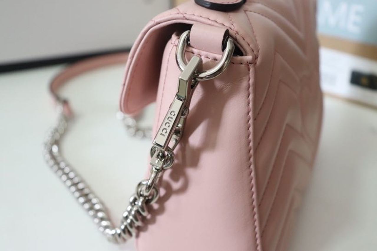 gg Marmont Mini Top Handle Bag Dusty Pink Matelassé For Women 8.3in/21cm 547260 DTDIT 5729