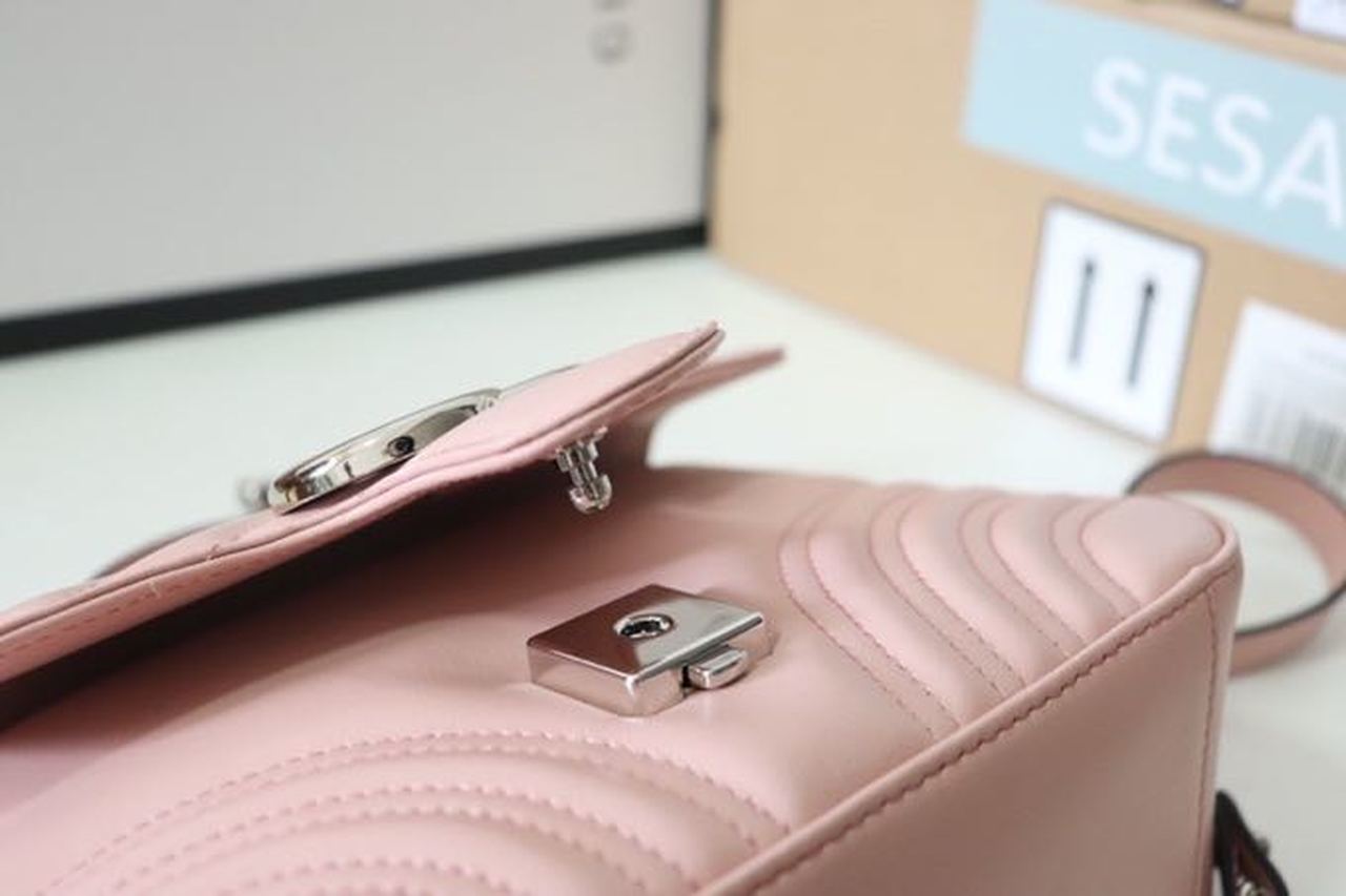 gg Marmont Mini Top Handle Bag Dusty Pink Matelassé For Women 8.3in/21cm 547260 DTDIT 5729