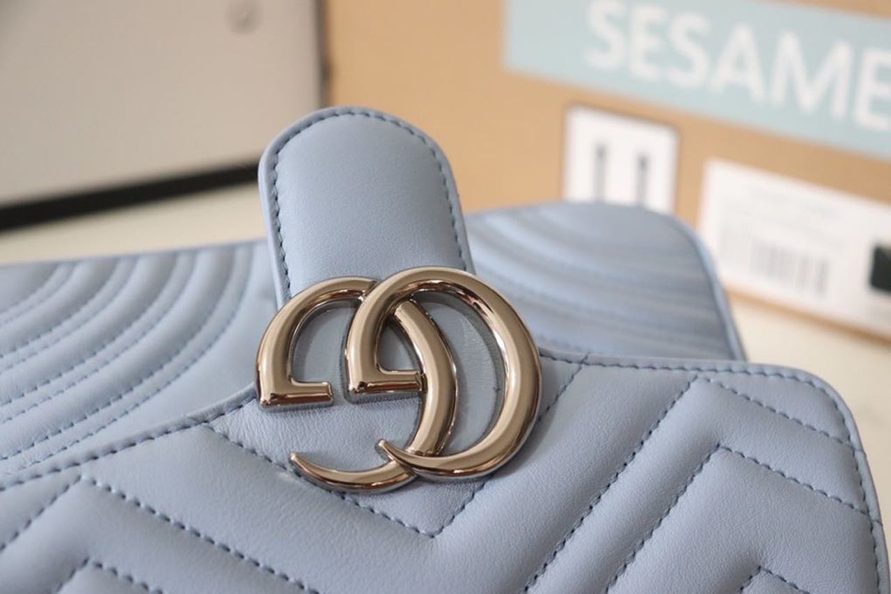 gg Marmont Mini Top Handle Bag Sky Blue For Women 8.3in/21cm gg