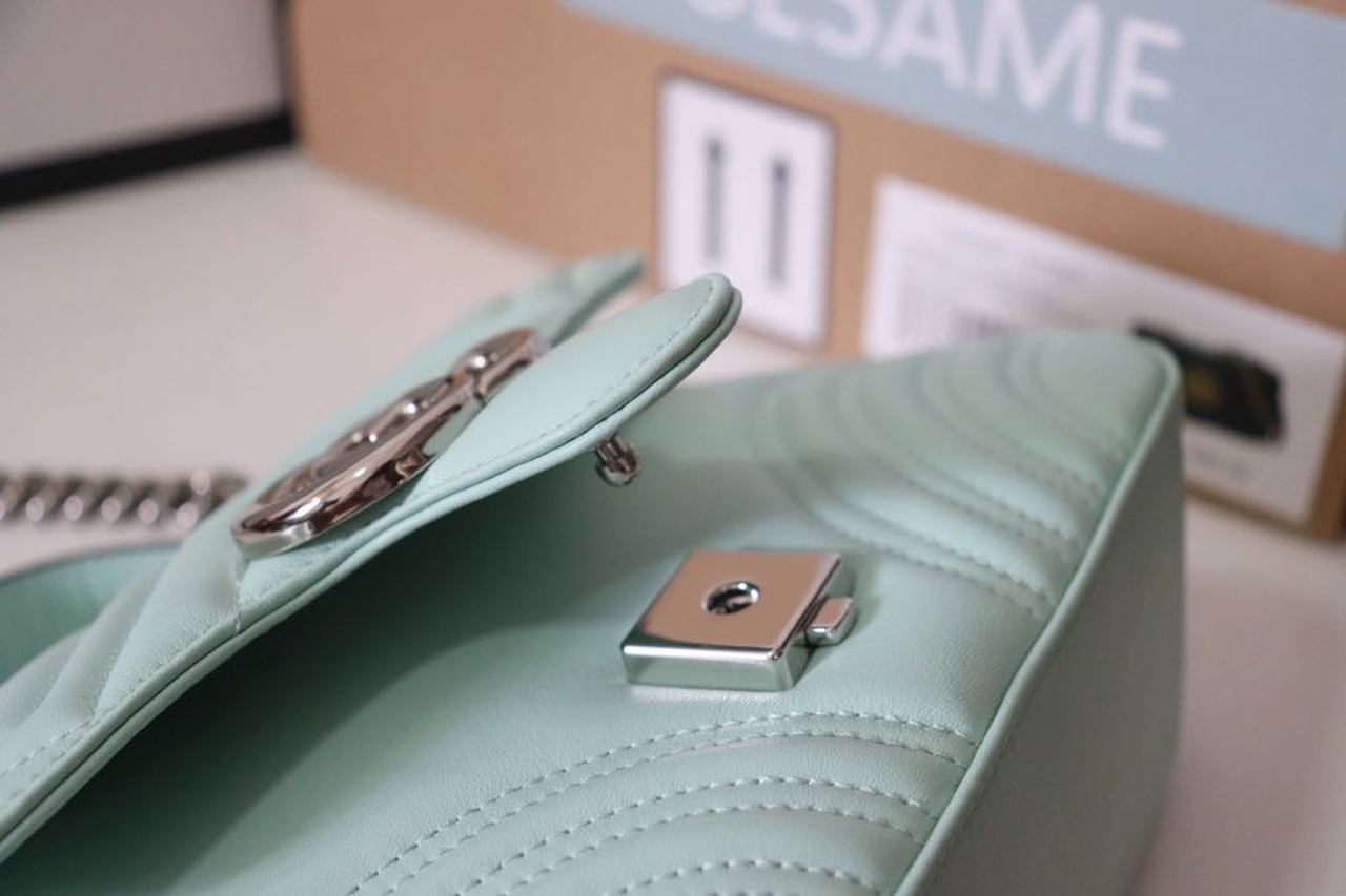 gg Marmont Mini Top Handle Bag Mint Green For Women 8.3in/21cm gg