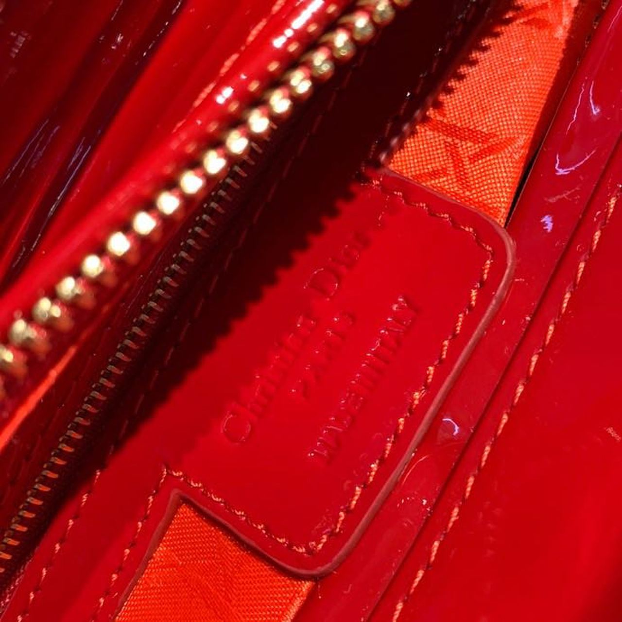 DI Medium Lady Bag Cherry Red Patent Cannage For Women 24cm/9in CD M0565OWCB_M323