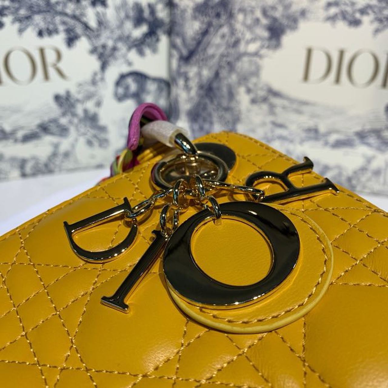 DI Mini Lady Bag with Chain Silver Hardware Spring/Summer Collection, Yellow, For Women Women’s Handbags, 18cm CD
