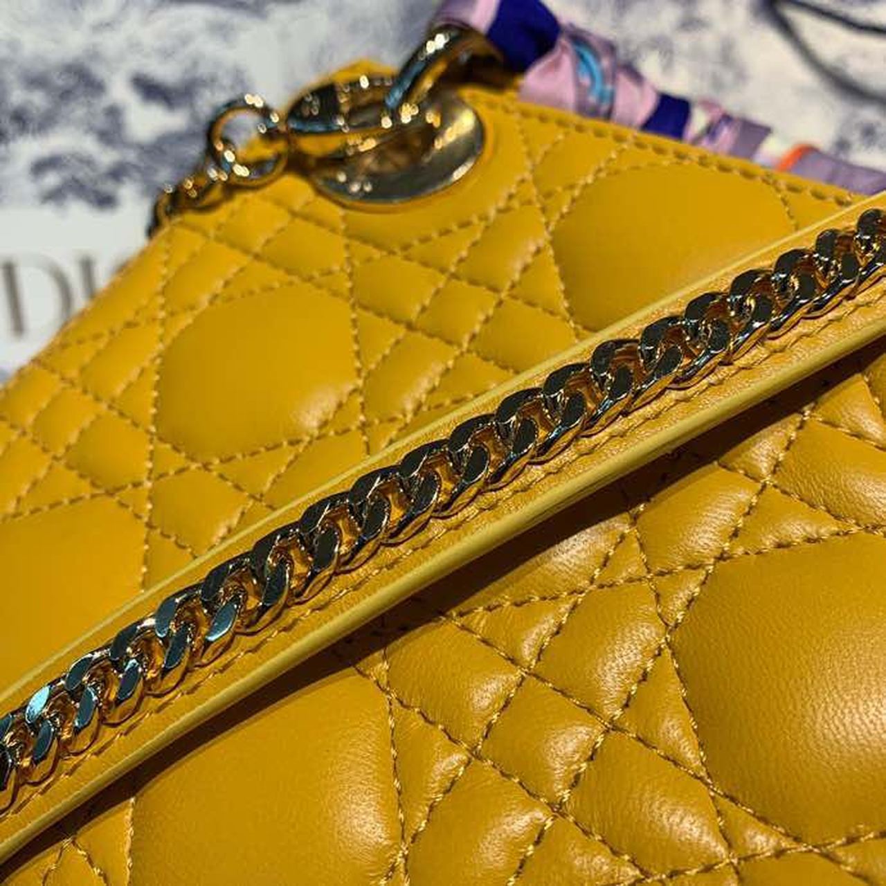 DI Mini Lady Bag with Chain Silver Hardware Spring/Summer Collection, Yellow, For Women Women’s Handbags, 18cm CD