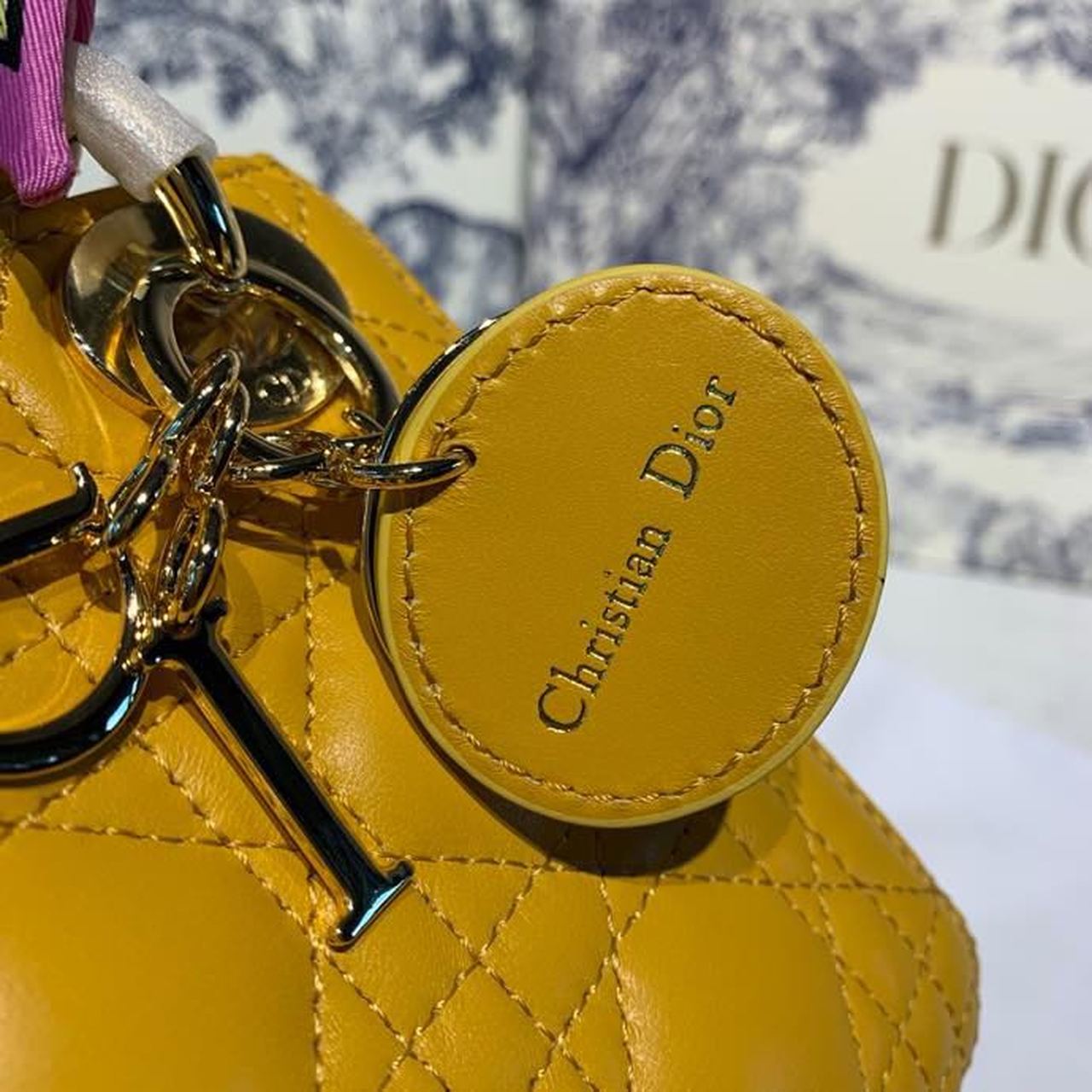 DI Mini Lady Bag with Chain Silver Hardware Spring/Summer Collection, Yellow, For Women Women’s Handbags, 18cm CD
