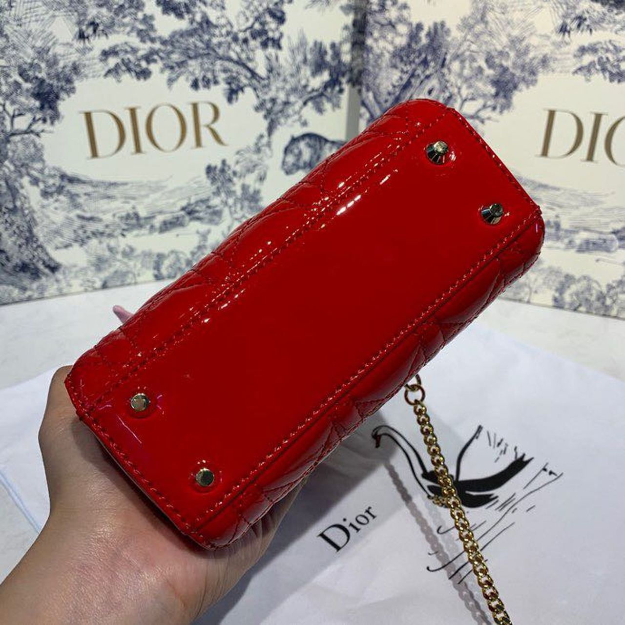 DI Mini Lady Bag with Chain Silver Hardware Spring/Summer Collection, Red, For Women Women’s Handbags, 18cm CD