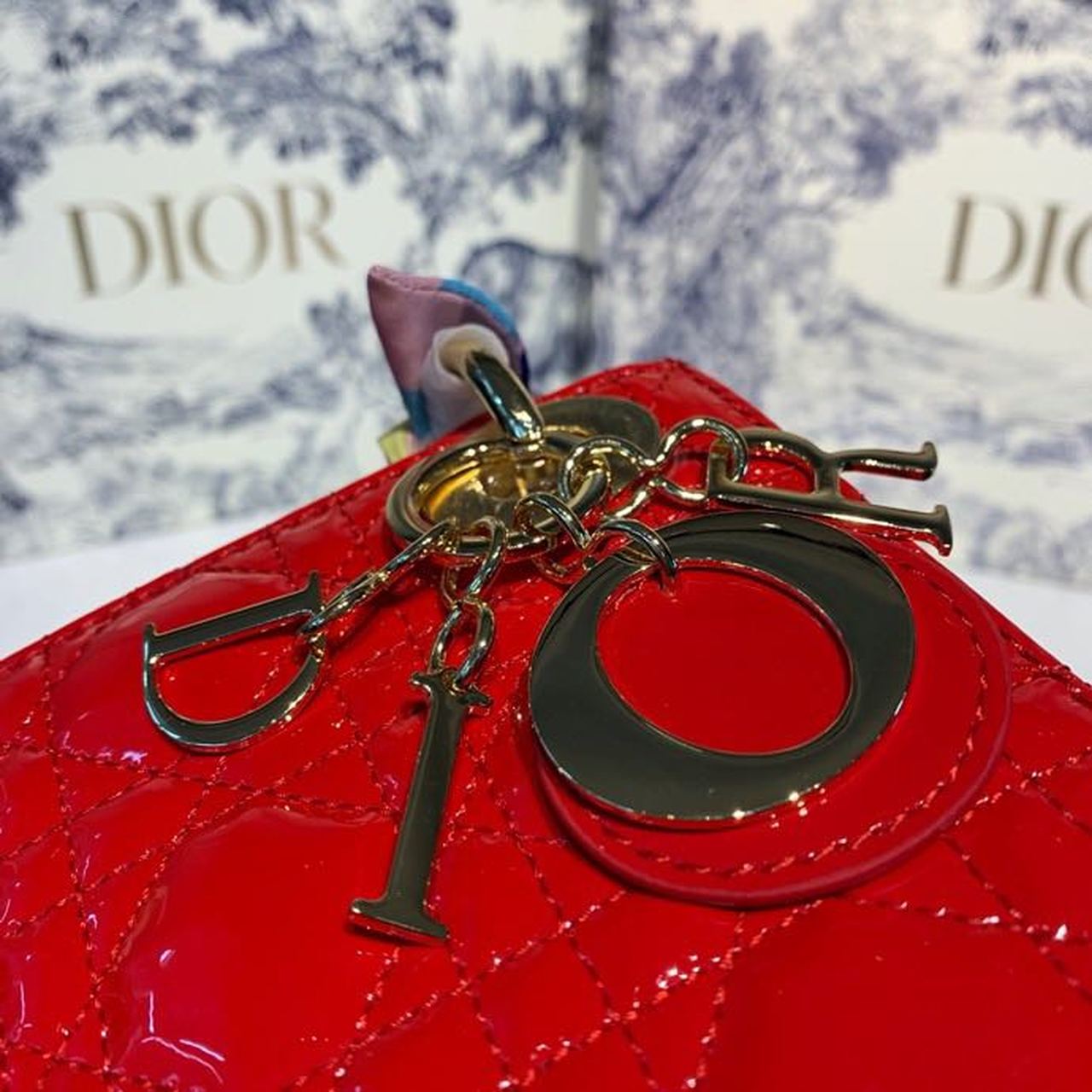 DI Mini Lady Bag with Chain Silver Hardware Spring/Summer Collection, Red, For Women Women’s Handbags, 18cm CD
